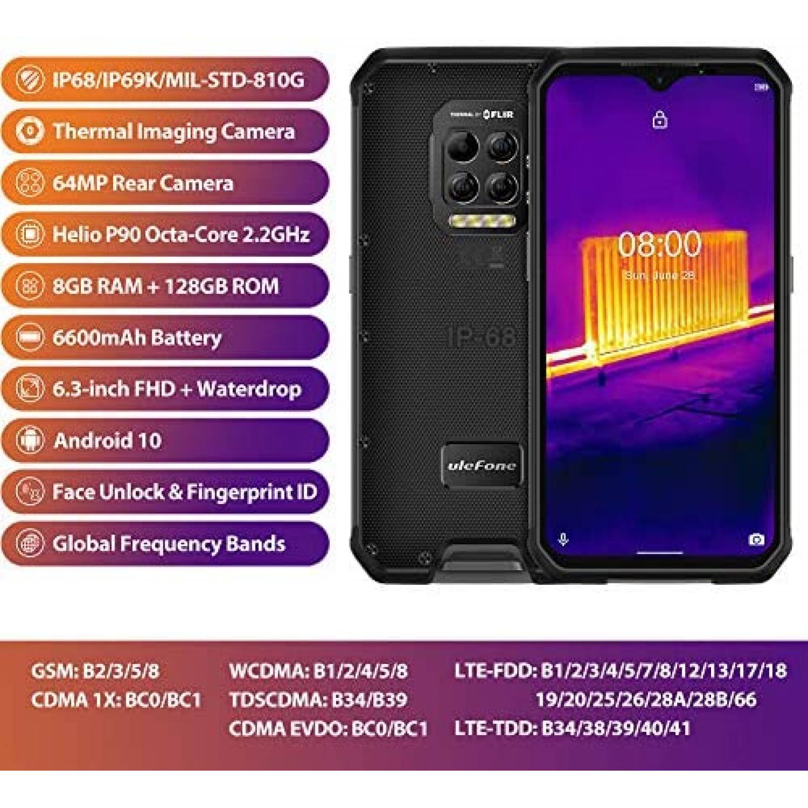 Telefono Ulefone Armor 9 Uso Rudo FLIR 128GB Debloqueado