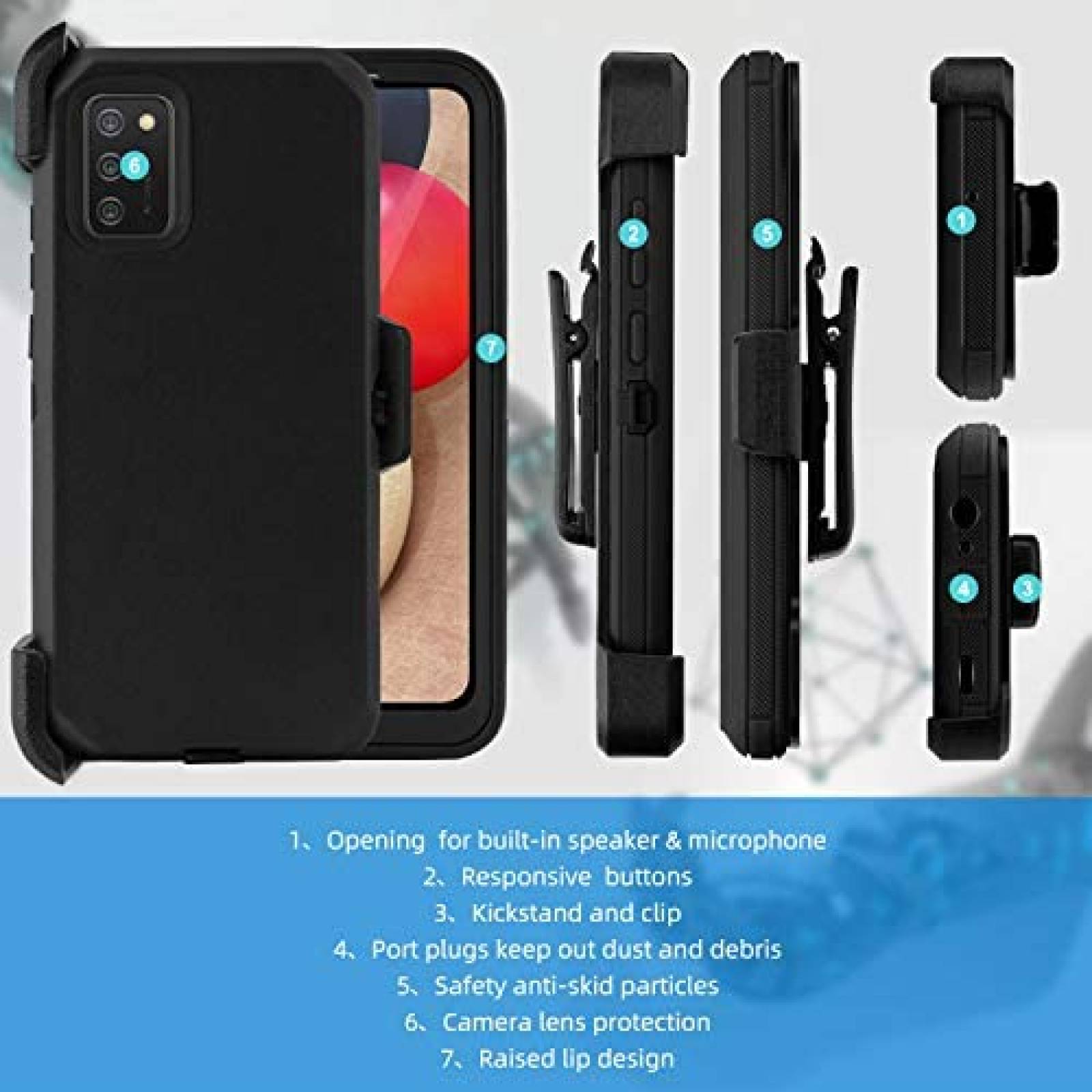 Funda Clip-On Venoro para Samsung Galaxy A02S -Negro