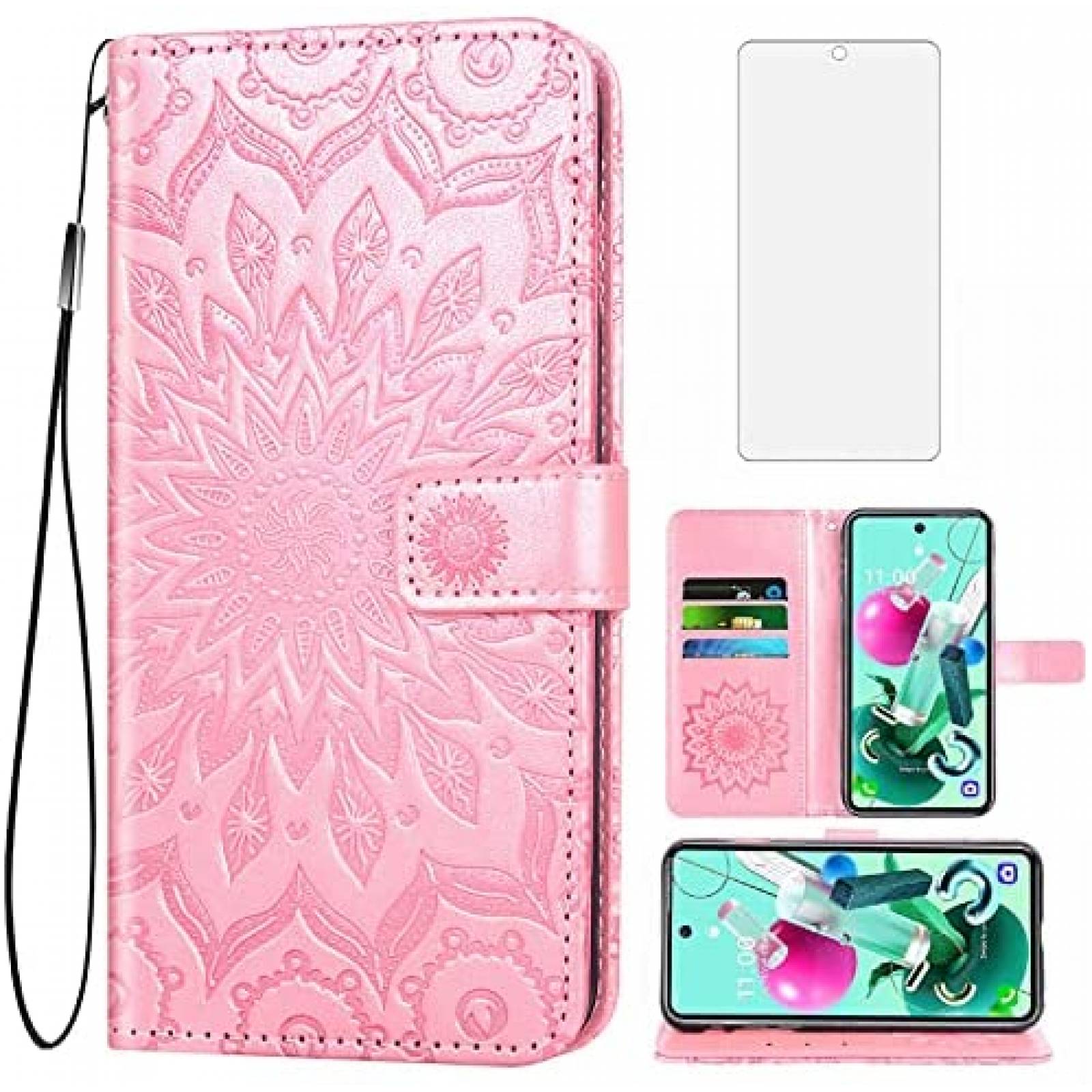 Funda Flip Asuwish para LG K92 5G/K92 -Rosa Dorado