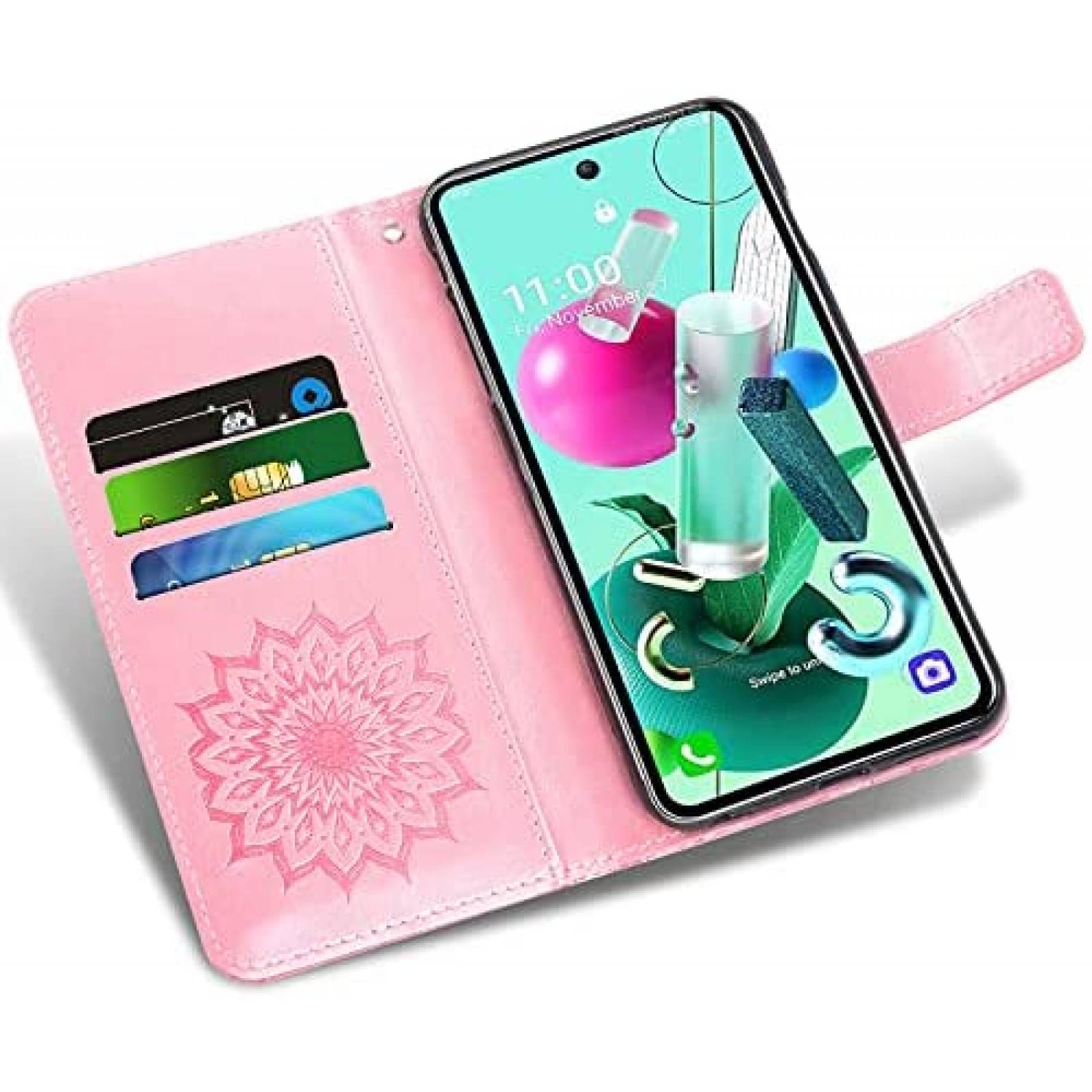 Funda Flip Asuwish para LG K92 5G/K92 -Rosa Dorado