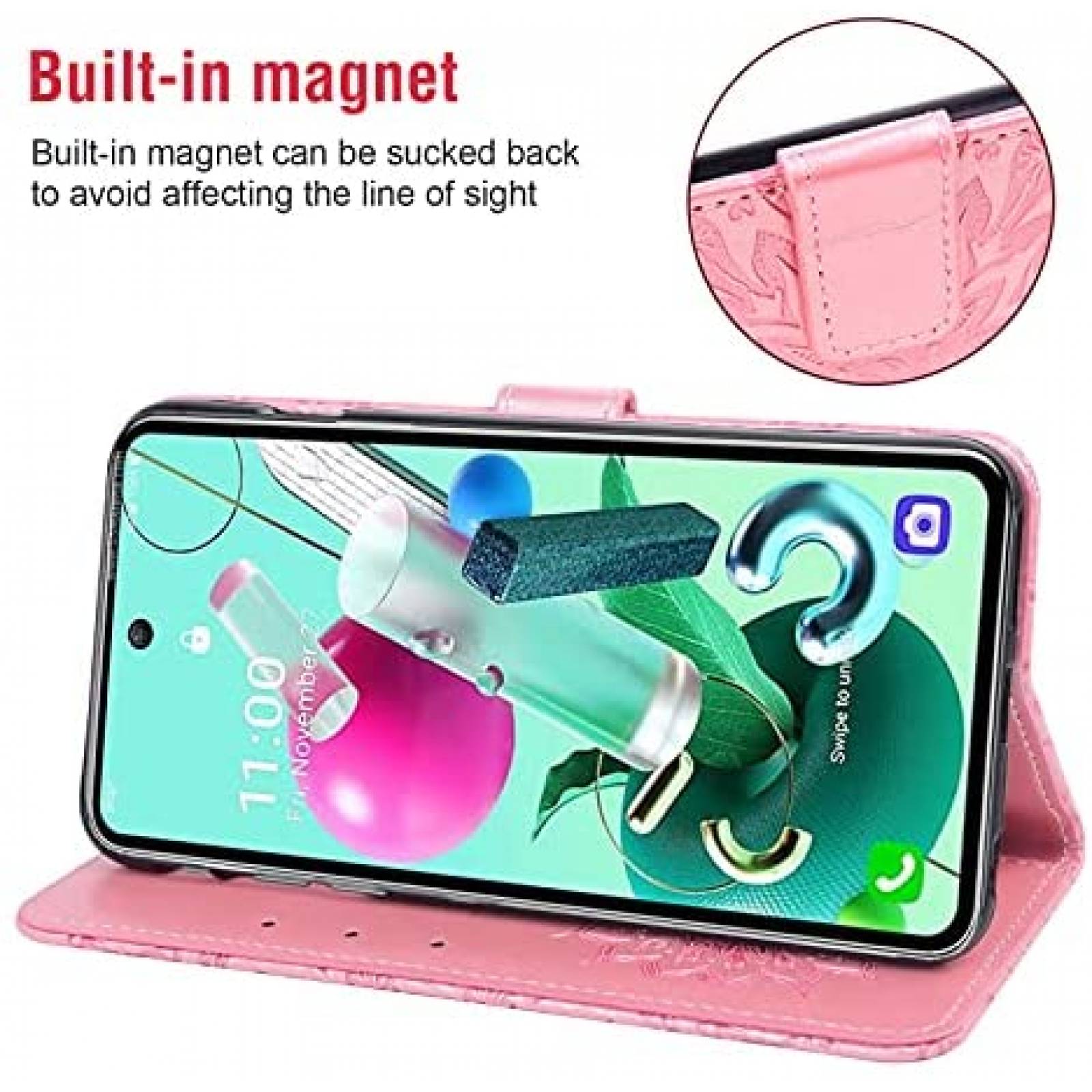 Funda Flip Asuwish para LG K92 5G/K92 -Rosa Dorado
