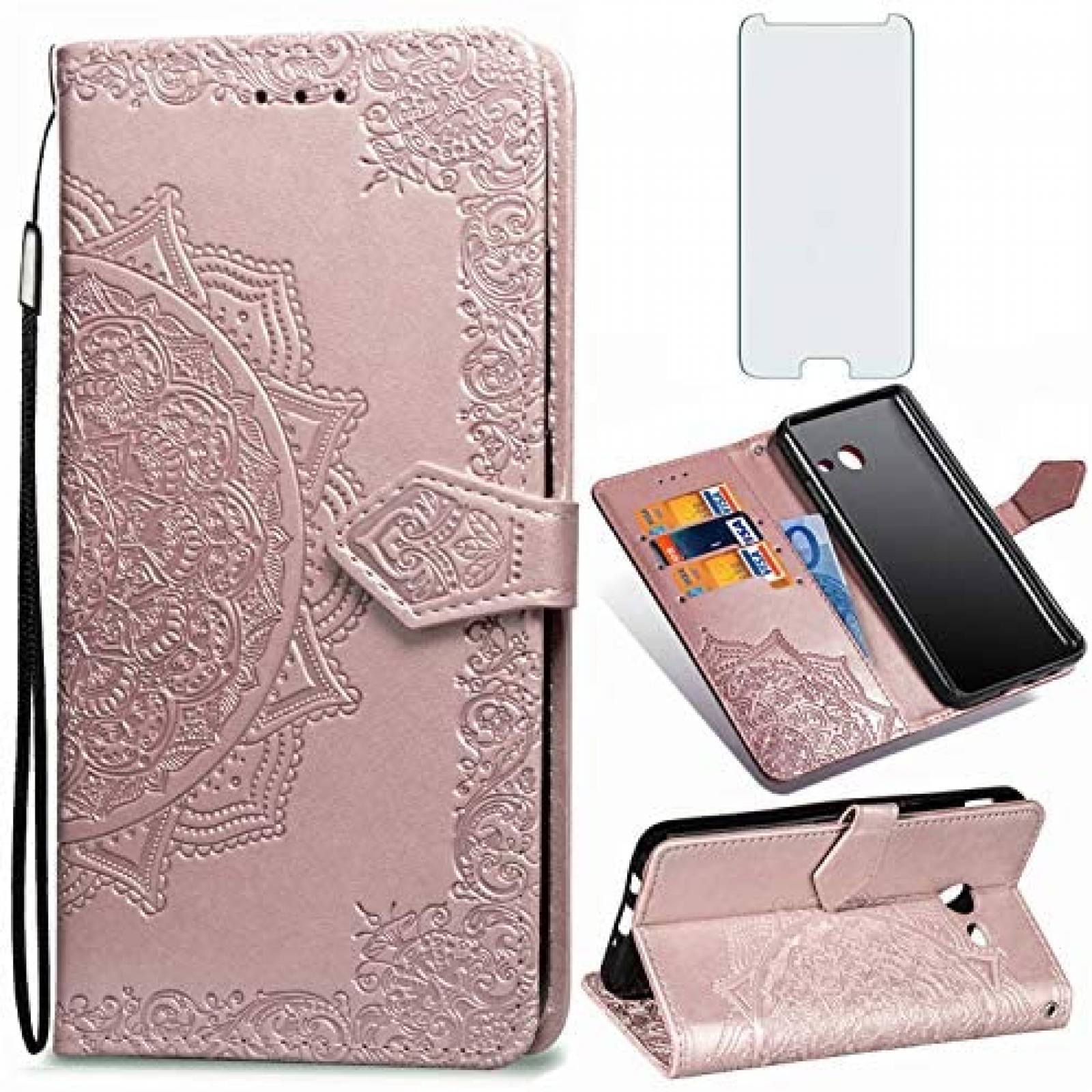 Funda Asuwish para Galaxy J7 Prime tipo billetera -Rosa