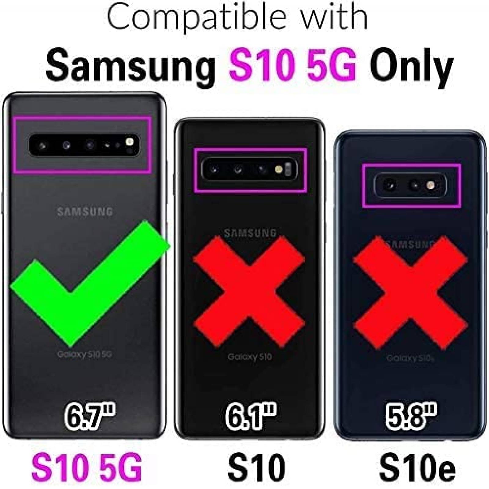 Funda Flip Asuwish para Samsung Galaxy S10 5G -Rosa