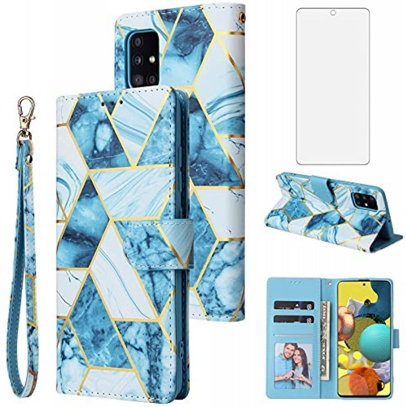 Funda Asuwish para Samsung Galaxy A51 5G y 51 5G UW -Azul