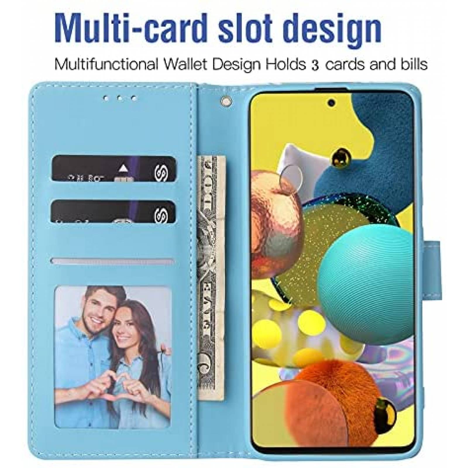 Funda Asuwish para Samsung Galaxy A51 5G y 51 5G UW -Azul