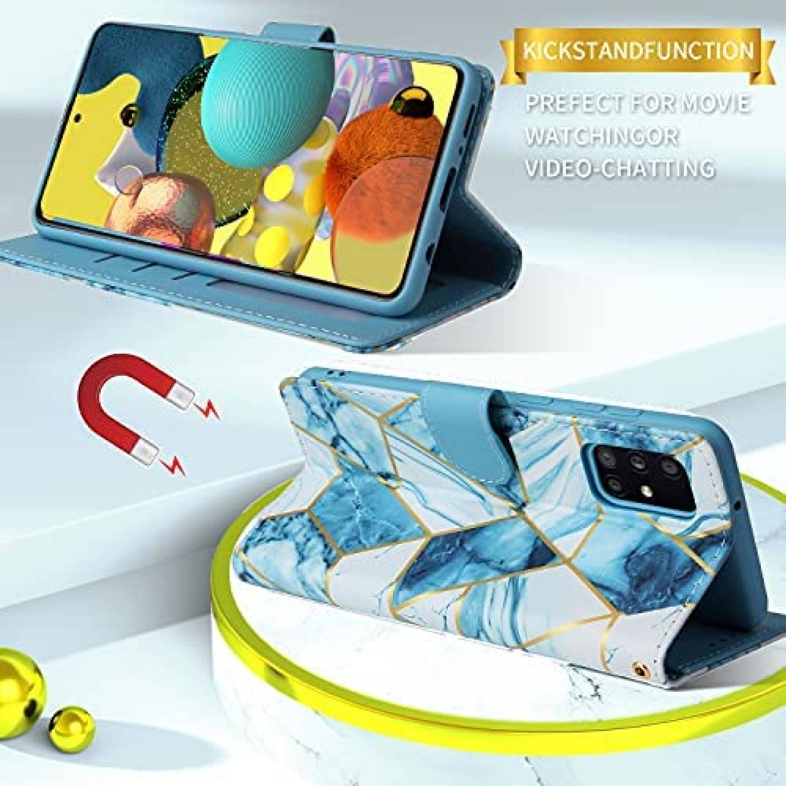 Funda Asuwish para Samsung Galaxy A51 5G y 51 5G UW -Azul