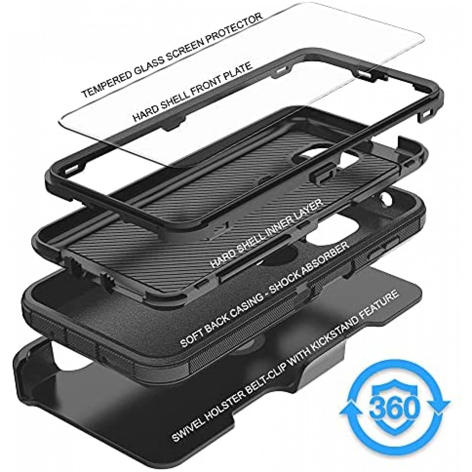 Funda Covrware Compatible Con Moto G Power 2021 -Negro