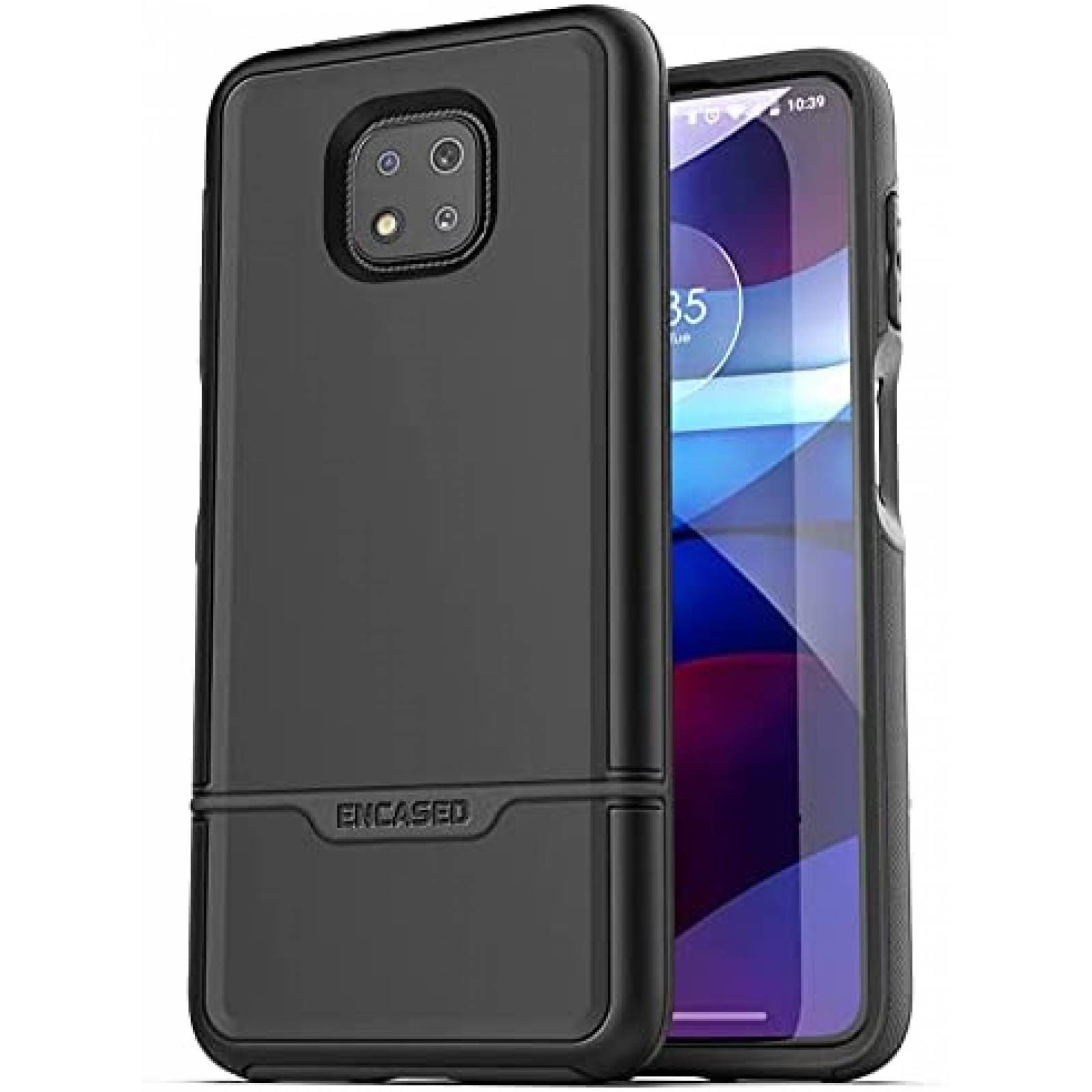 Funda para Moto G Power Encased con clip resistente -Negro