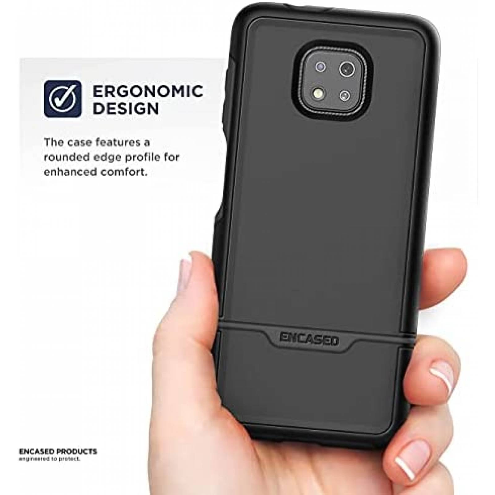 Funda para Moto G Power Encased con clip resistente -Negro