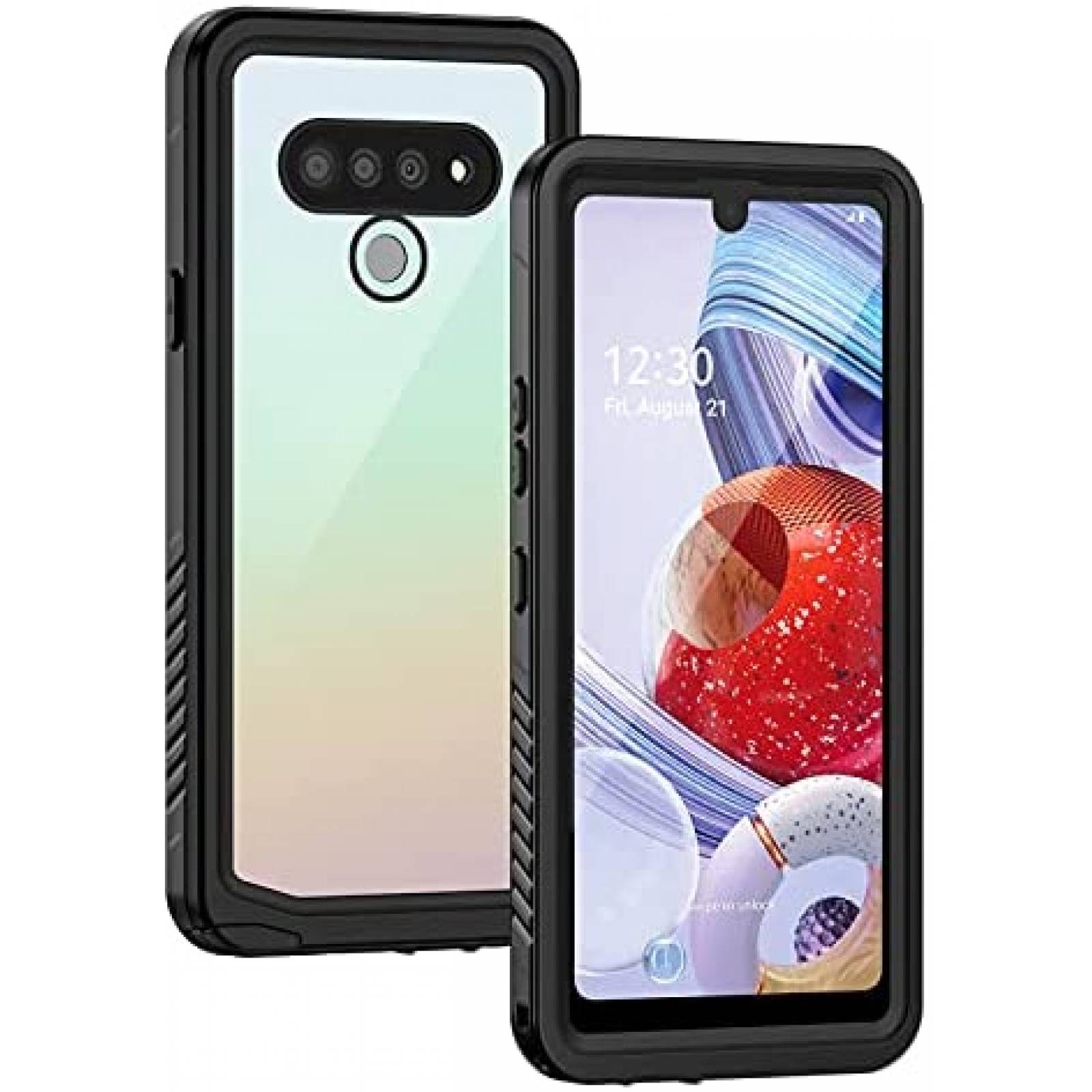 Funda Lanhiem para LG Stylo 6 IP68 -Transparente/Negro