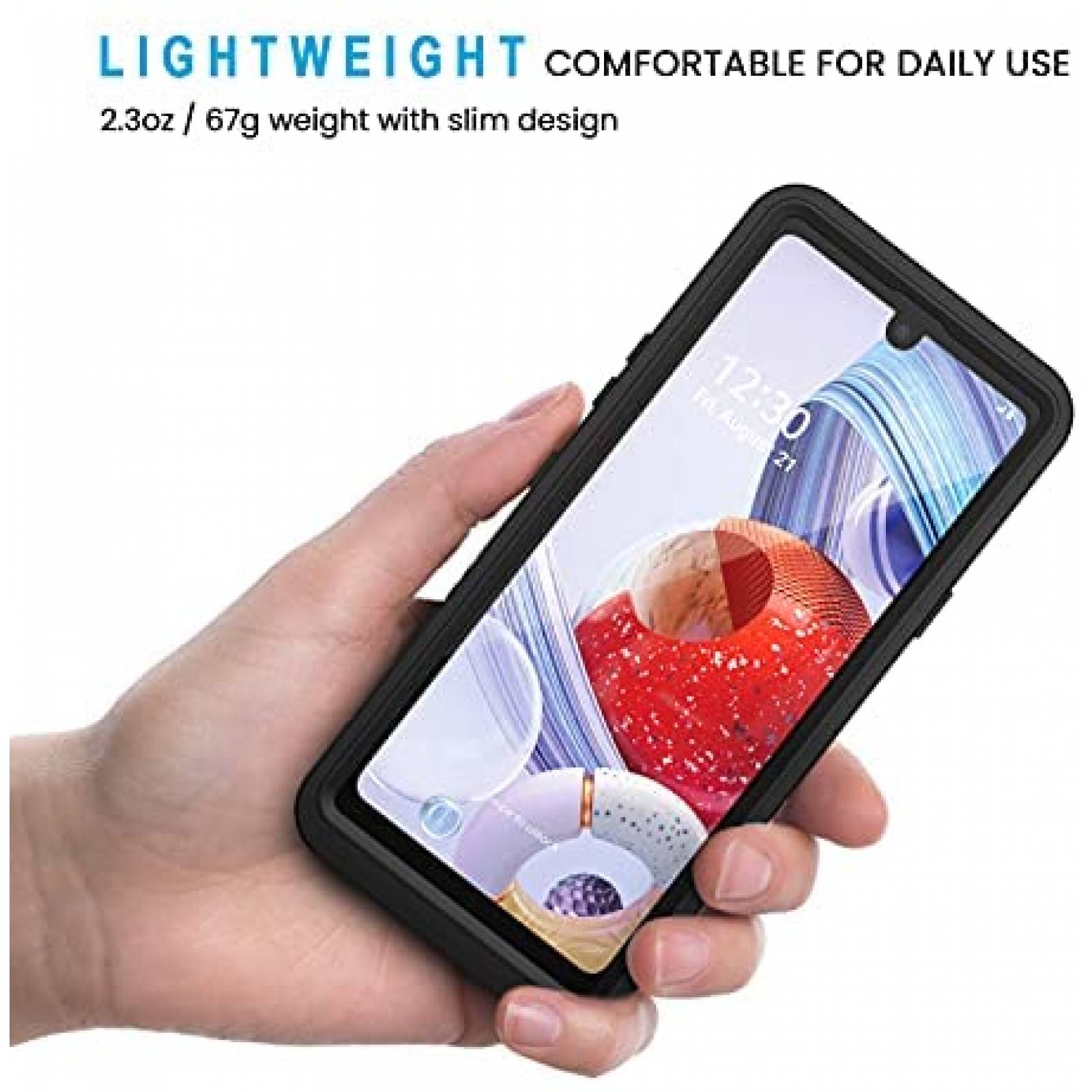 Funda Lanhiem para LG Stylo 6 IP68 -Transparente/Negro