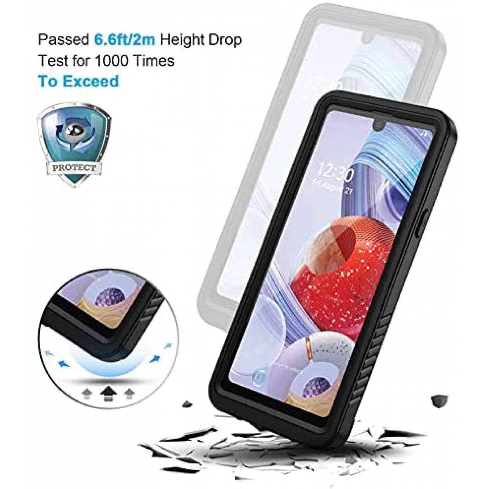 Funda Lanhiem para LG Stylo 6 IP68 -Transparente/Negro