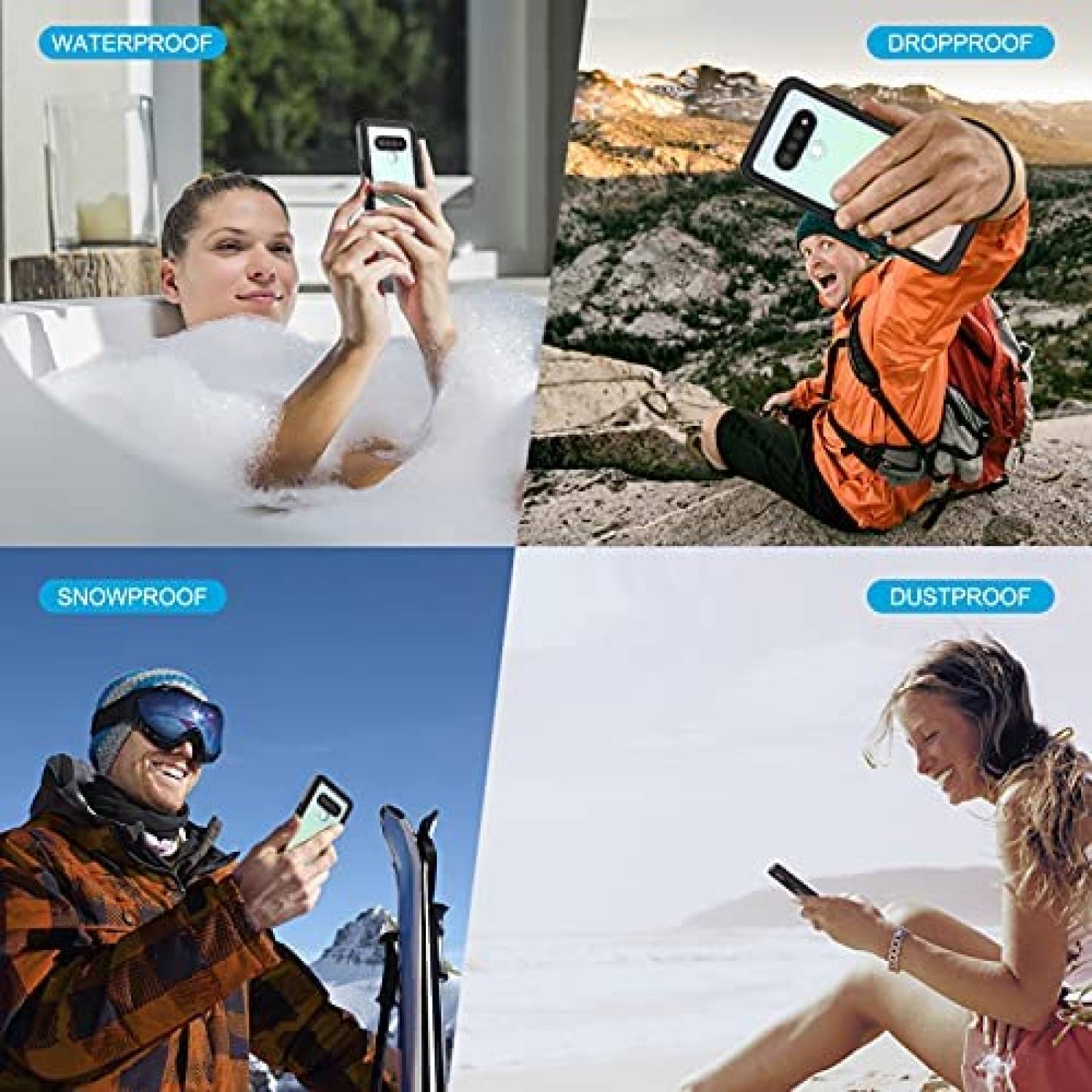 Funda Lanhiem para LG Stylo 6 IP68 -Transparente/Negro