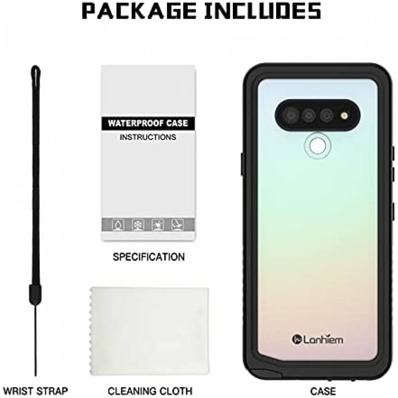 Funda Lanhiem para LG Stylo 6 IP68 -Transparente/Negro