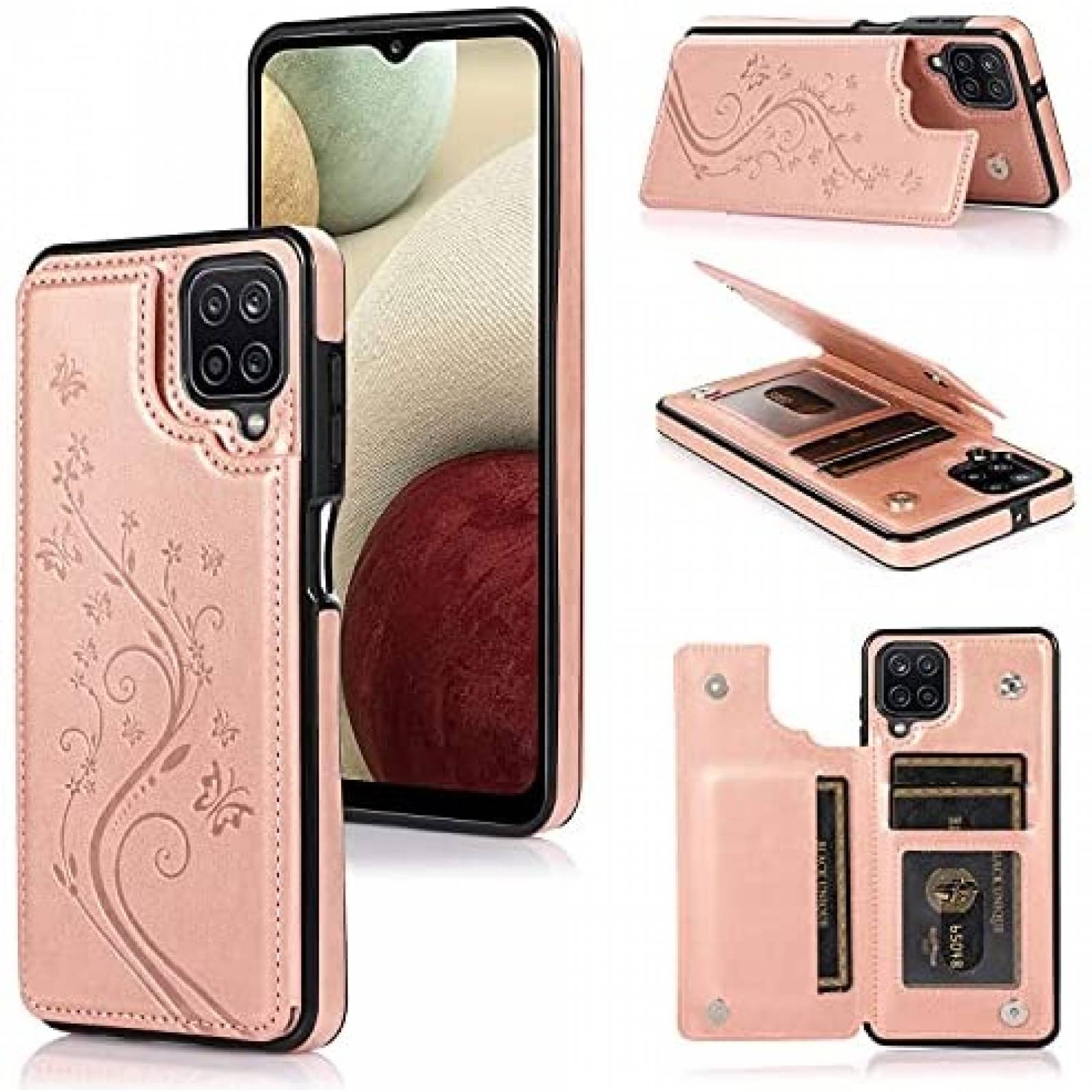 Funda de Piel LBYZCASE para para Galaxy A42 5G -Rosa Dorado