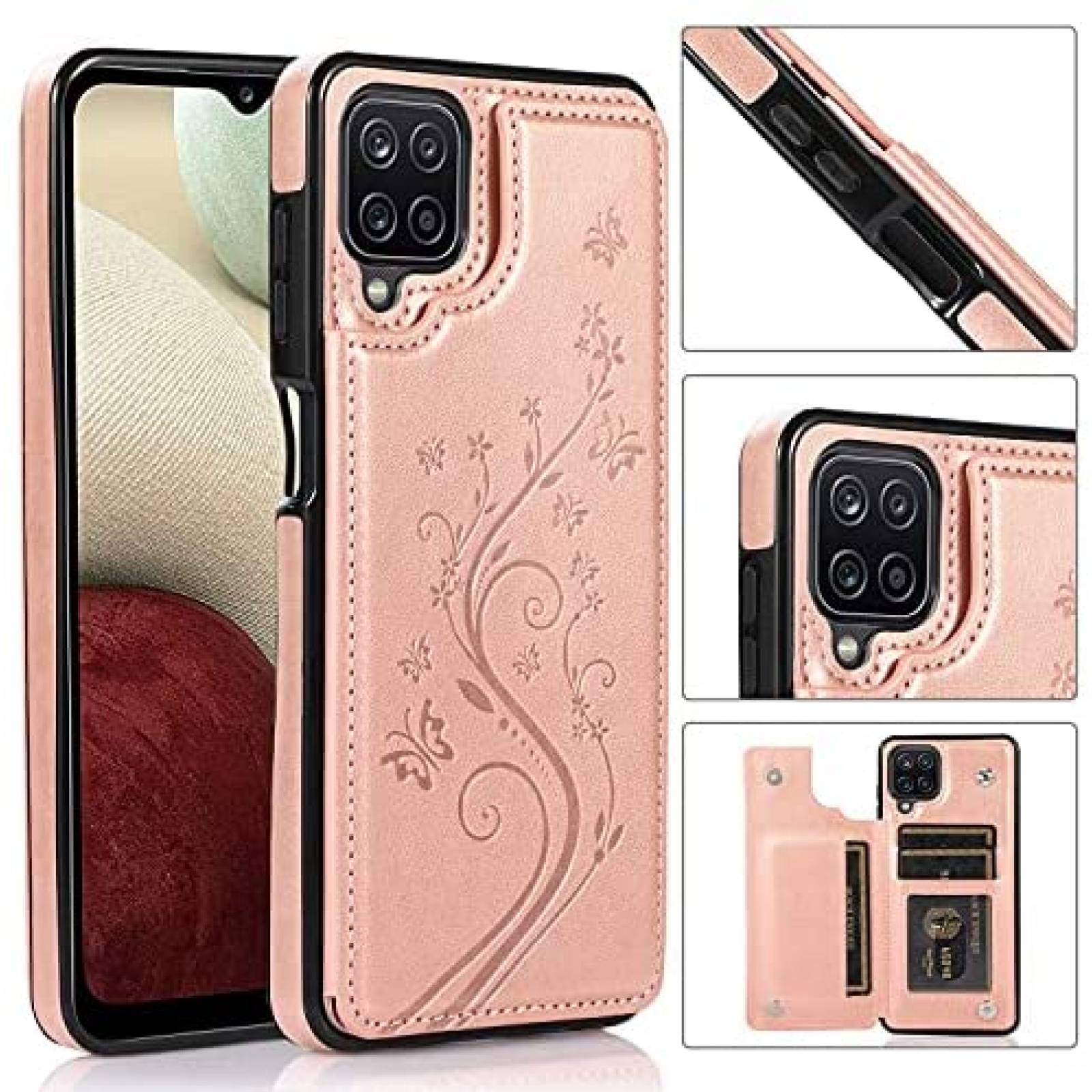 Funda de Piel LBYZCASE para para Galaxy A42 5G -Rosa Dorado