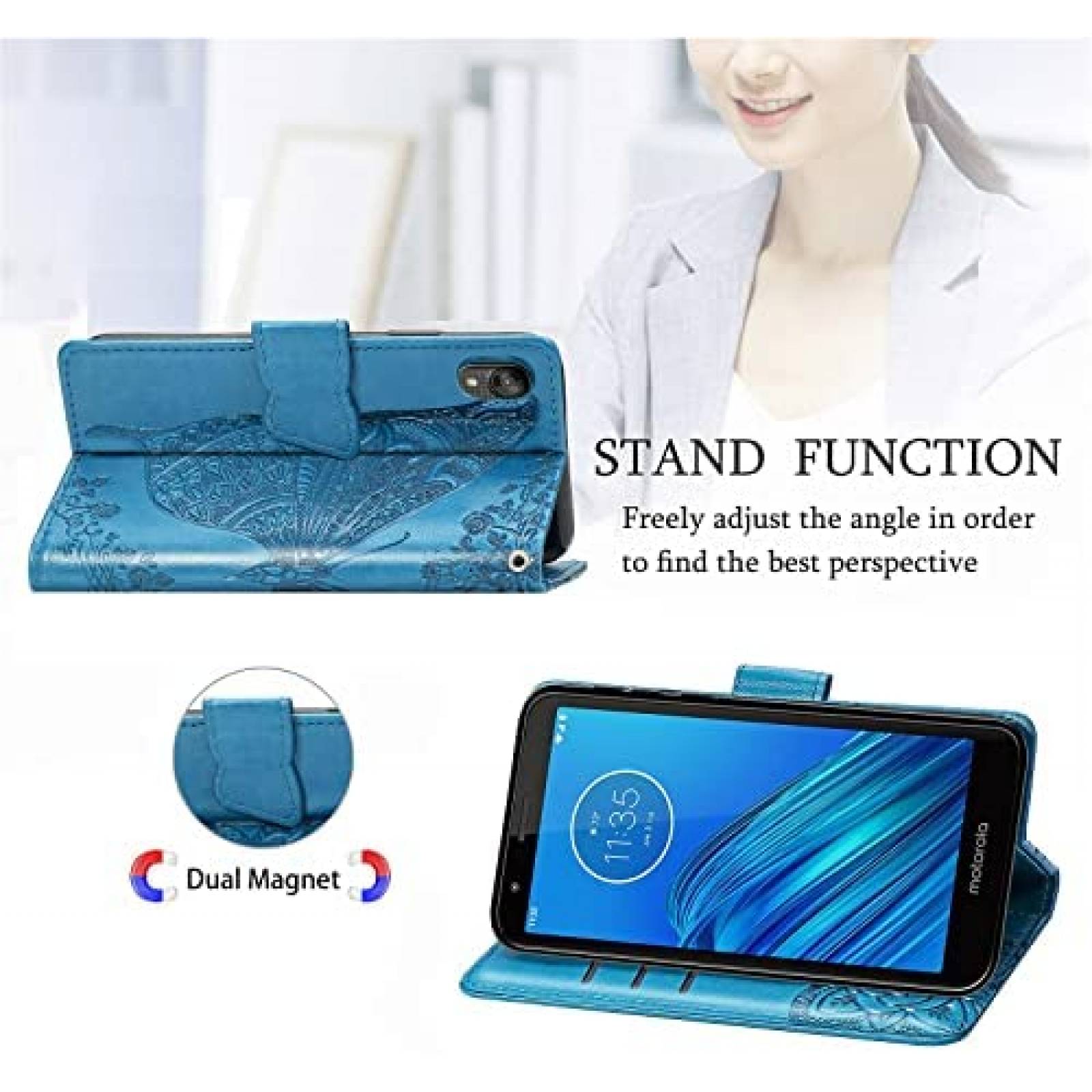 Funda NKECXKJ Tipo Cartera Compatible Con Moto E6 5.44''