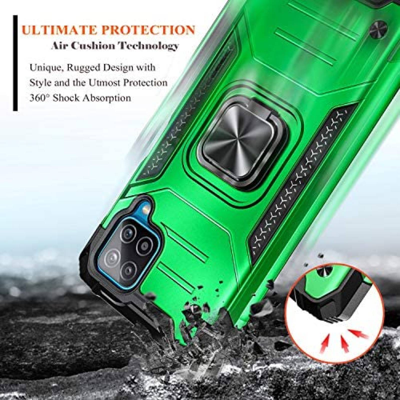 Funda NZND de Grado Militar para Samsung Galaxy A12 -Verde
