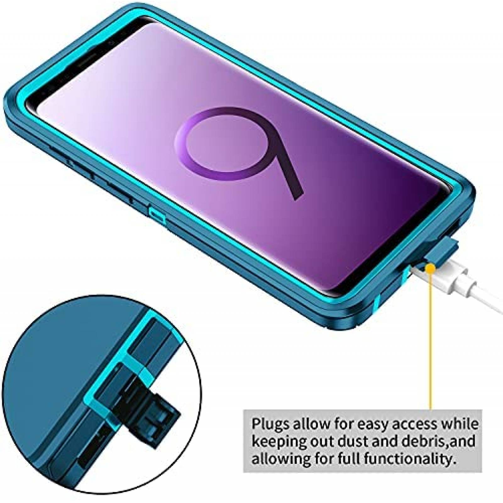 Funda RegSun para Galaxy S9 a prueba de golpes -Azul