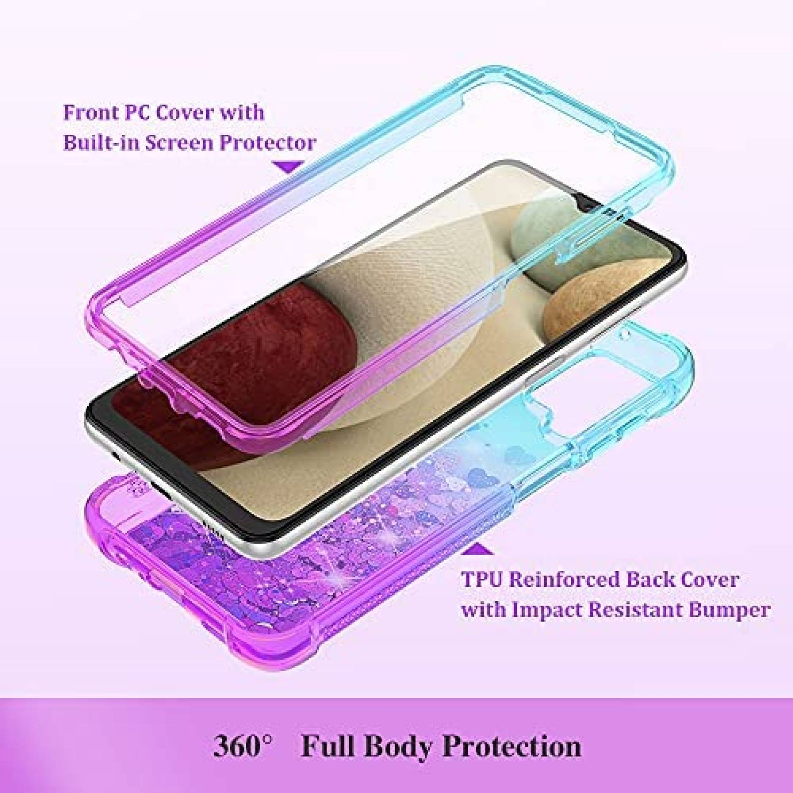 Funda Ruky para Samsung Galaxy A12 y protector de pantalla