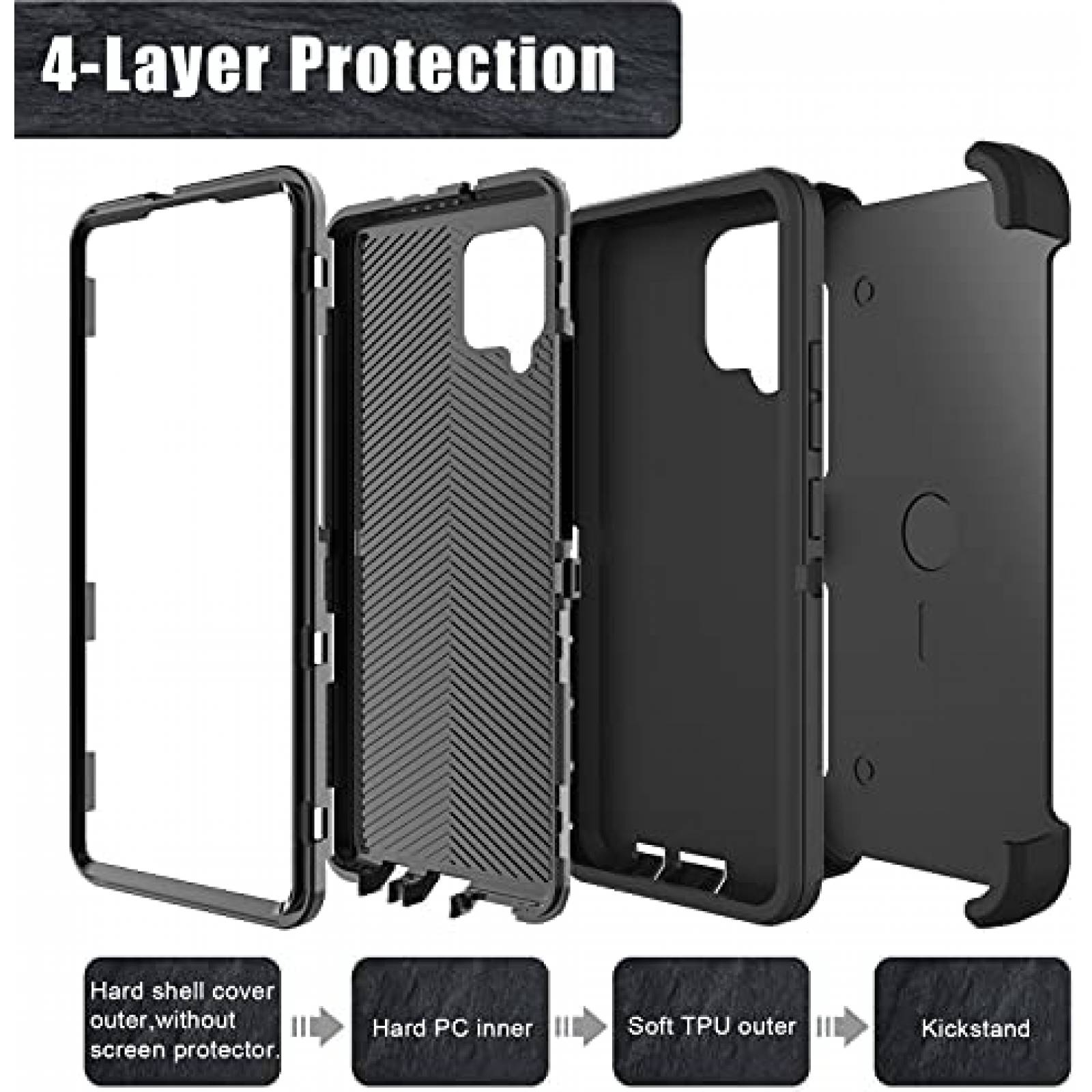 Funda Venoro para Samsung Galaxy A42 5G contra golpes -Negro