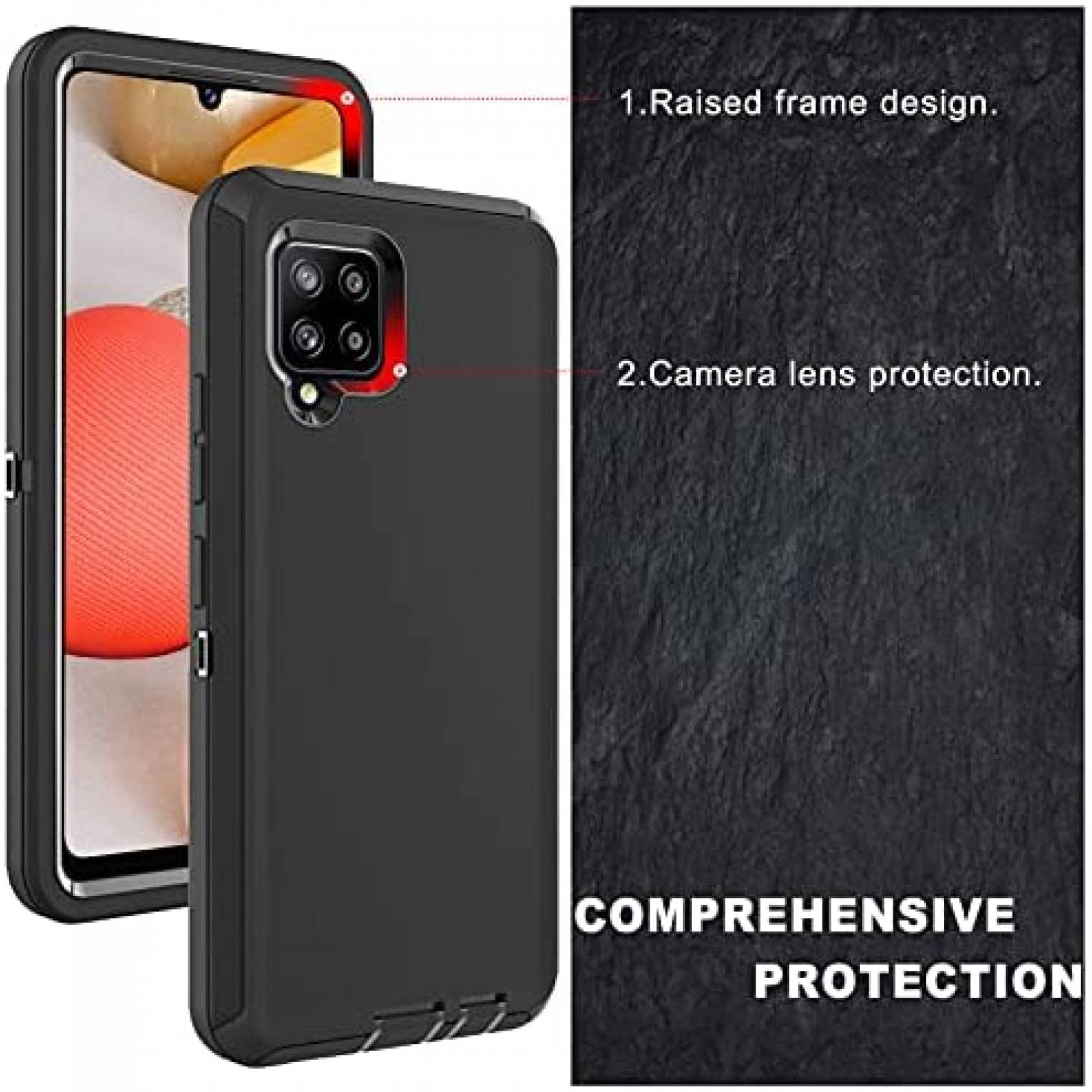 Funda Venoro para Samsung Galaxy A42 5G contra golpes -Negro