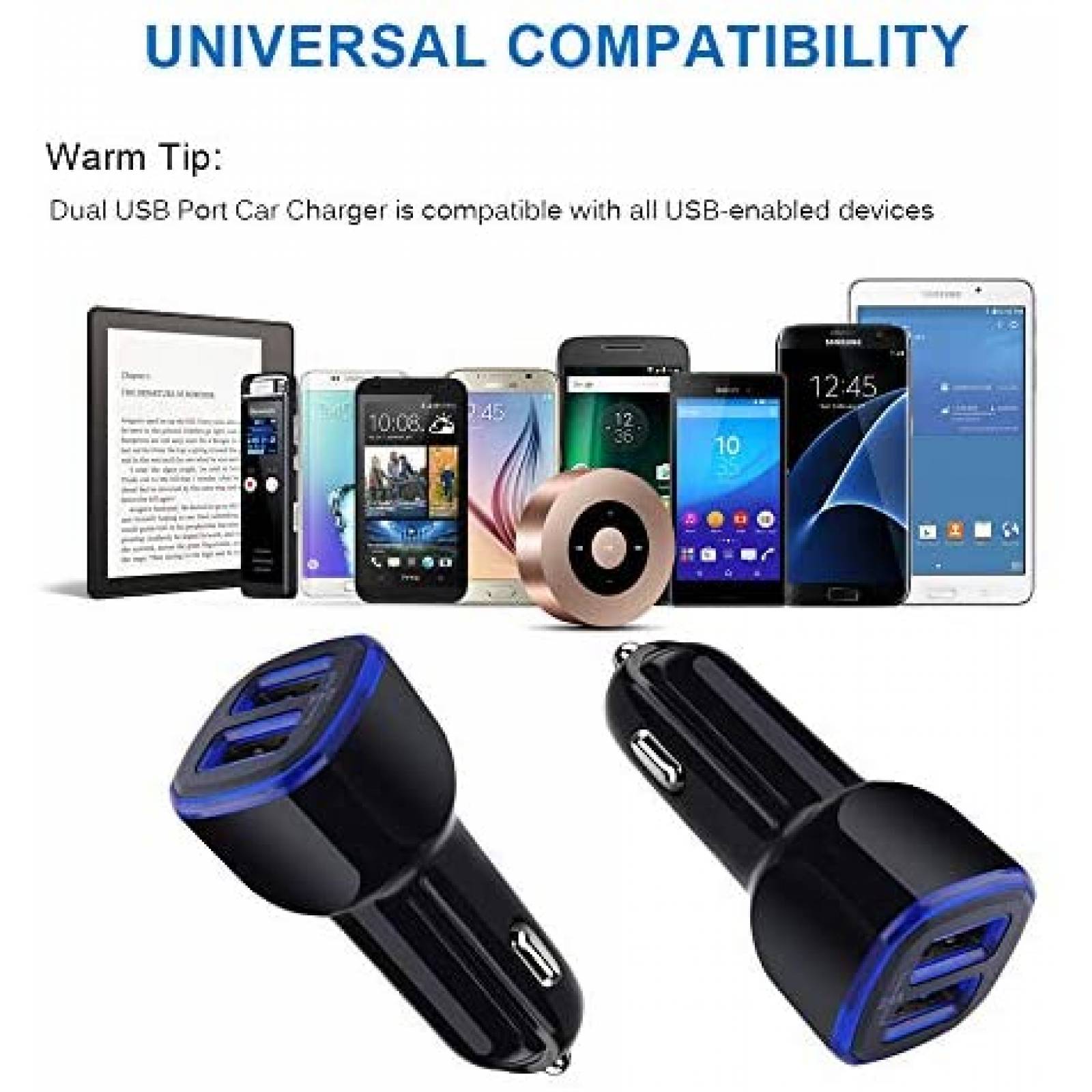 Cargador de Auto ANDHOT de Entrada UBS Dual 3 Pzs -Negro