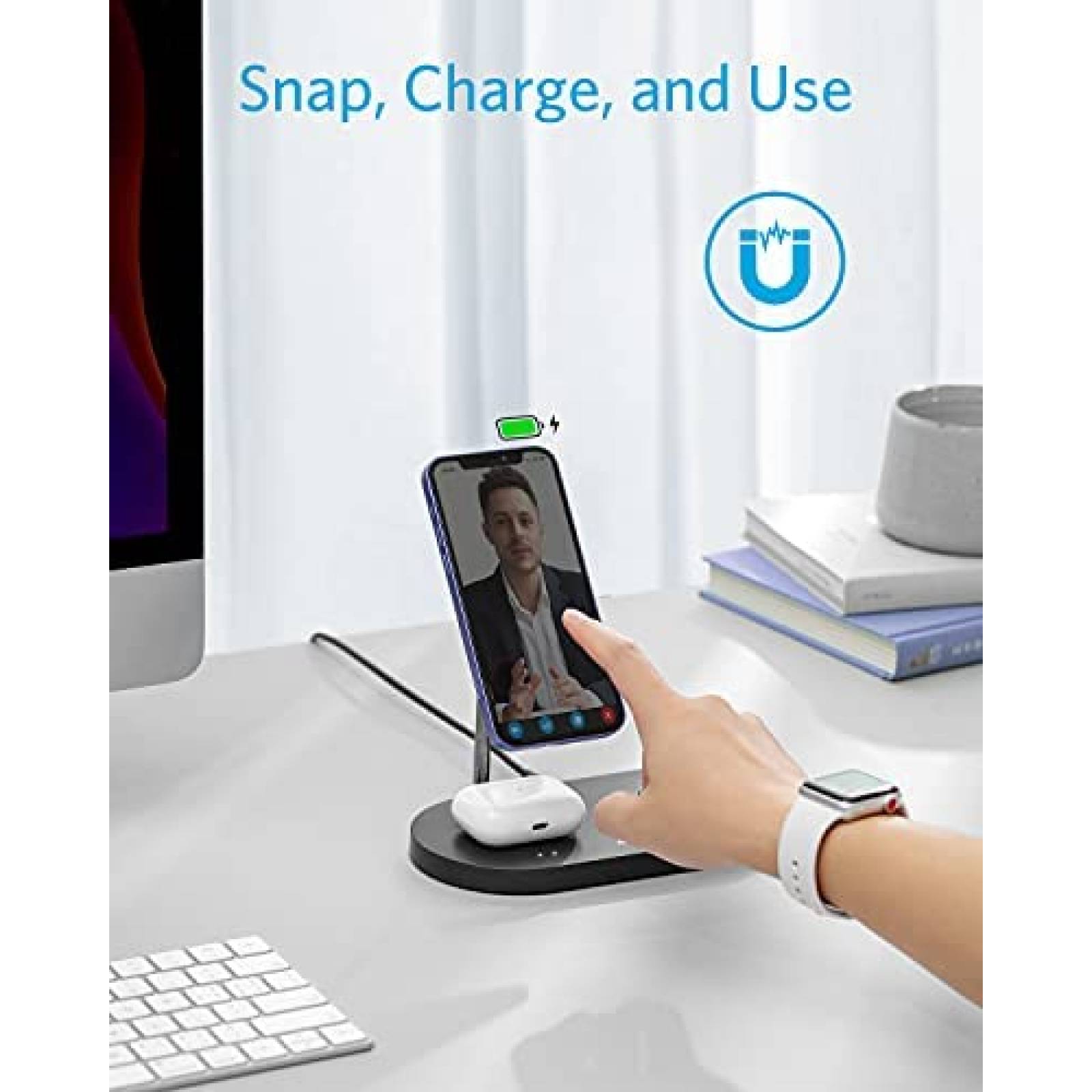 Estacion de carga Anker inalambrica magnetica -Negro