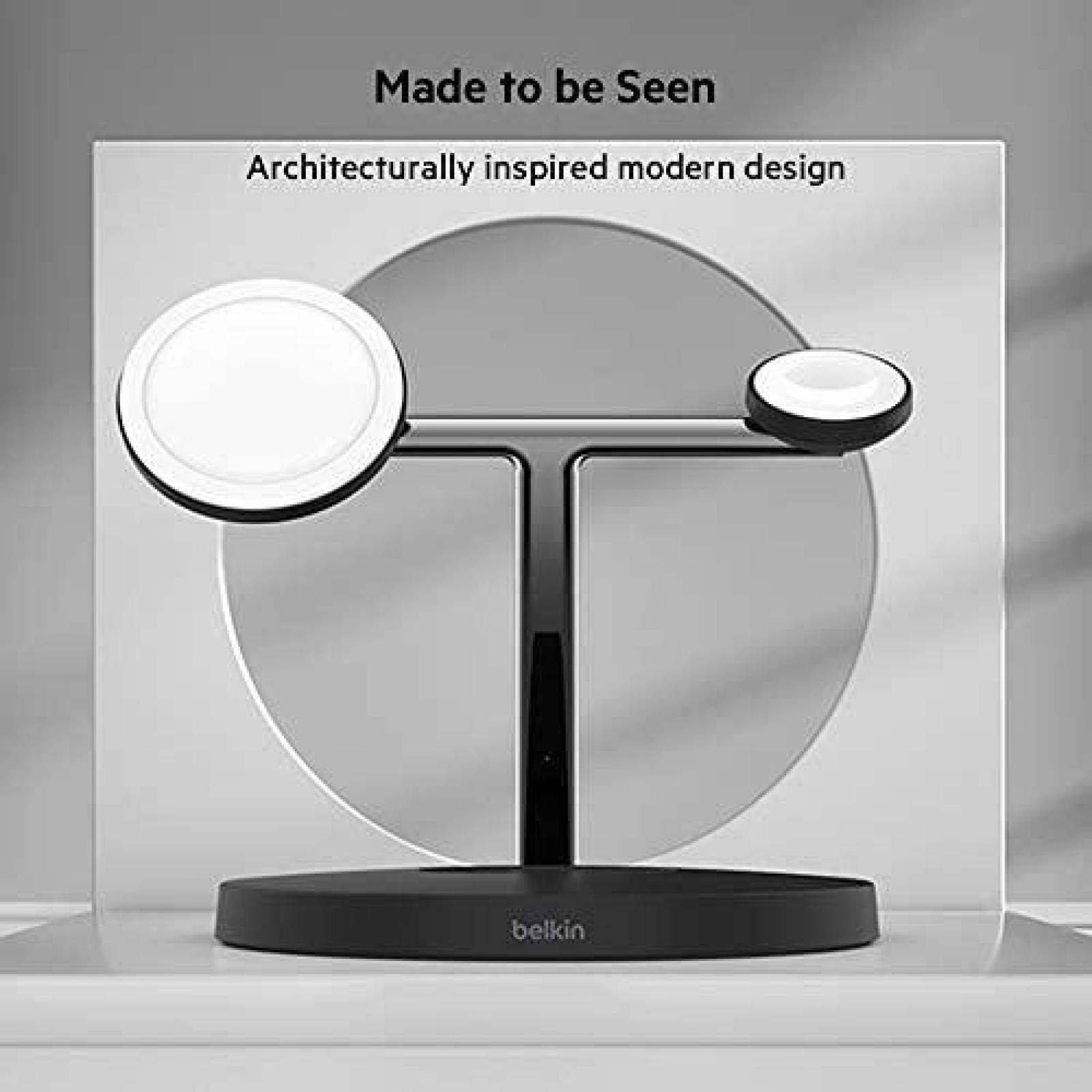 Cargador Belkin 3 en 1 Inalambrico de 15 Watts -Negro