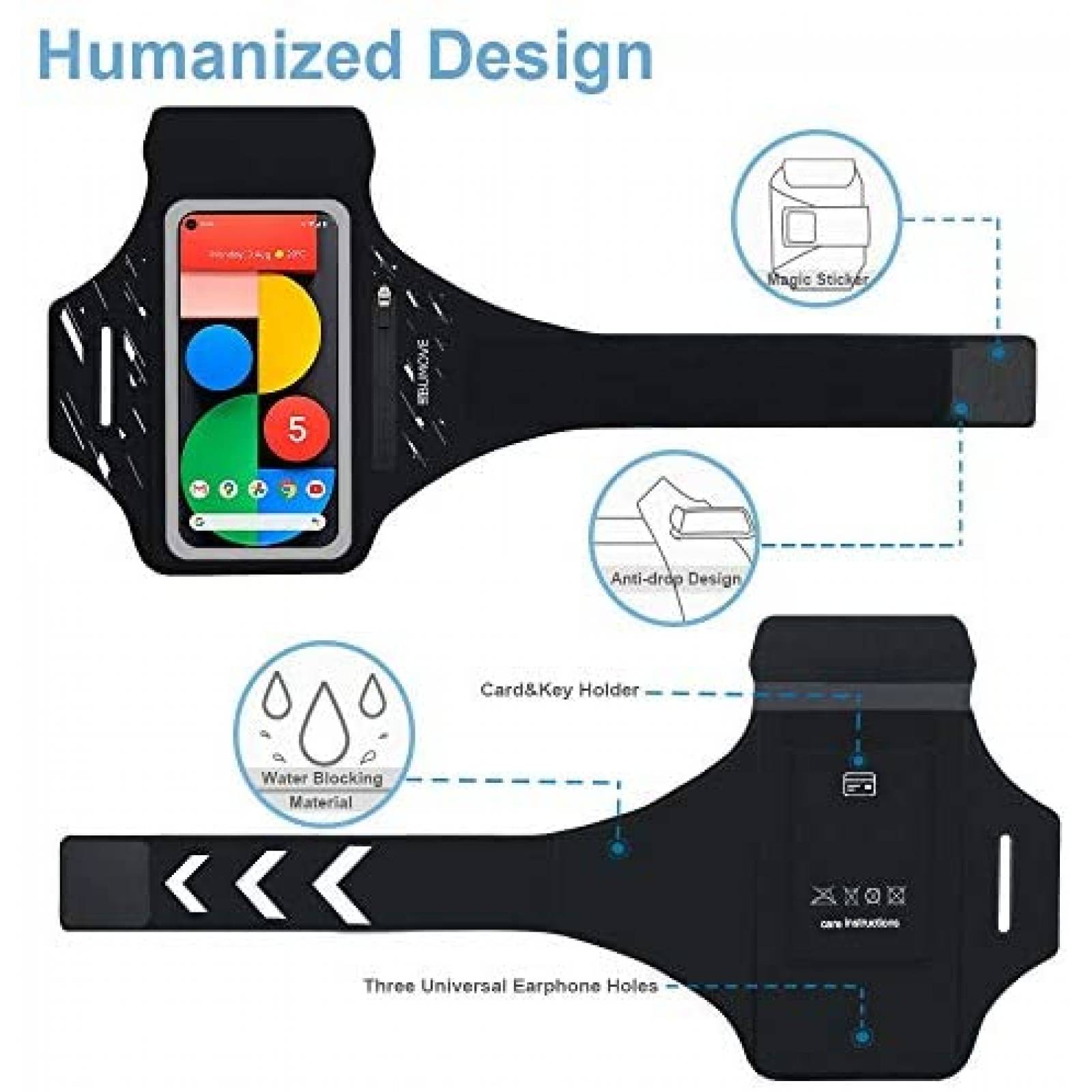 Banda Brazo BUMOVE para Google Pixel 5/4a,/4/3a/3a/2 -Negro