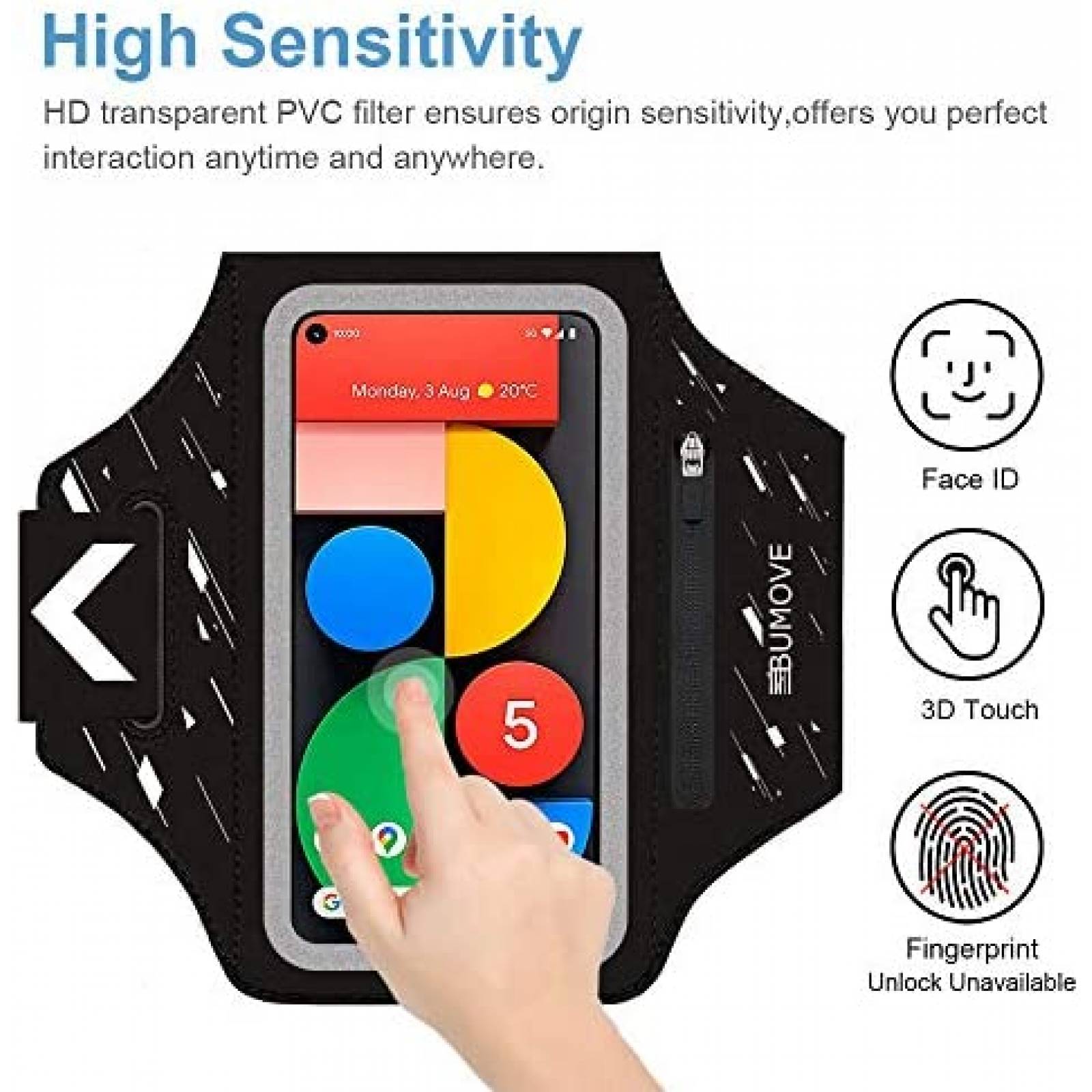 Banda Brazo BUMOVE para Google Pixel 5/4a,/4/3a/3a/2 -Negro