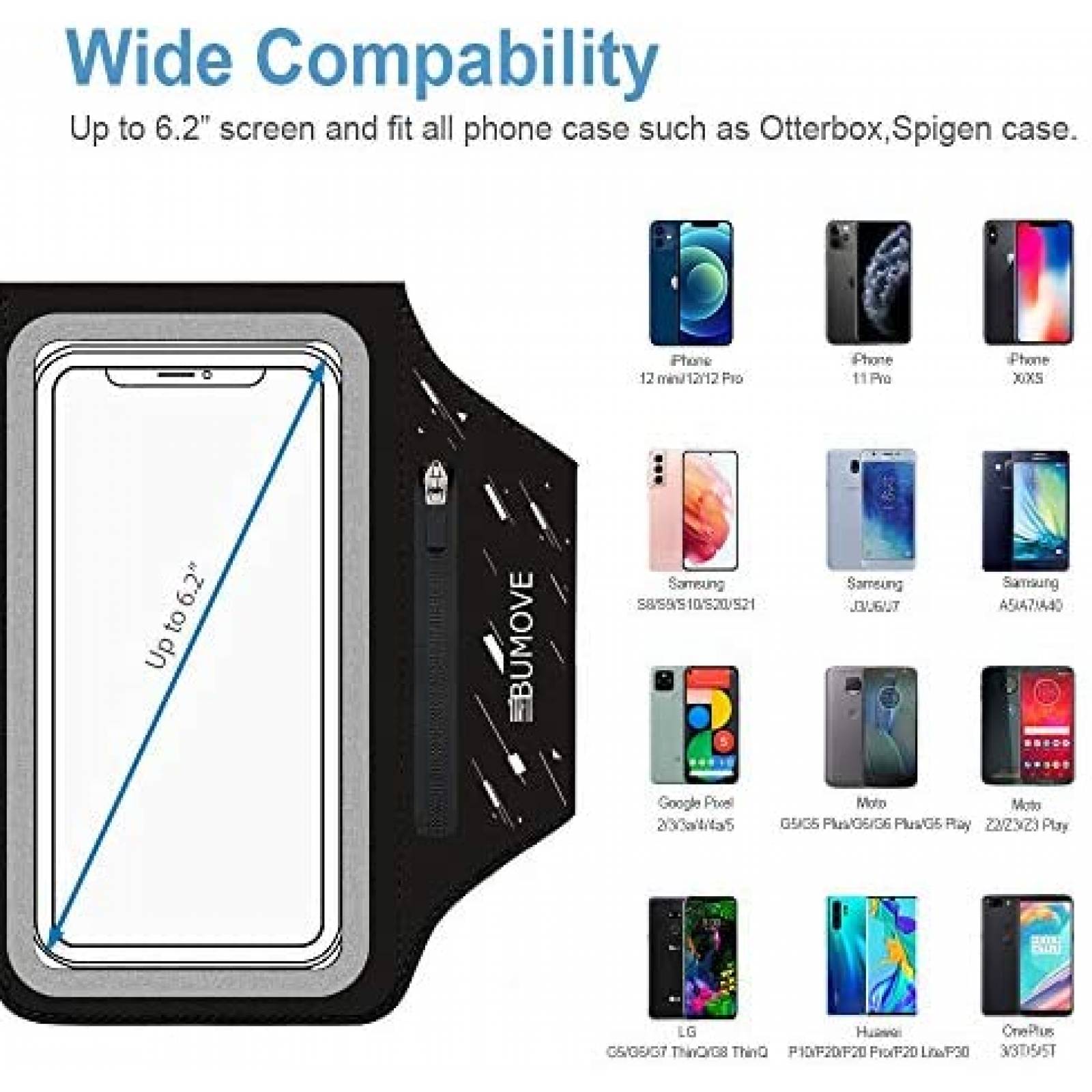 Banda Brazo BUMOVE para Google Pixel 5/4a,/4/3a/3a/2 -Negro