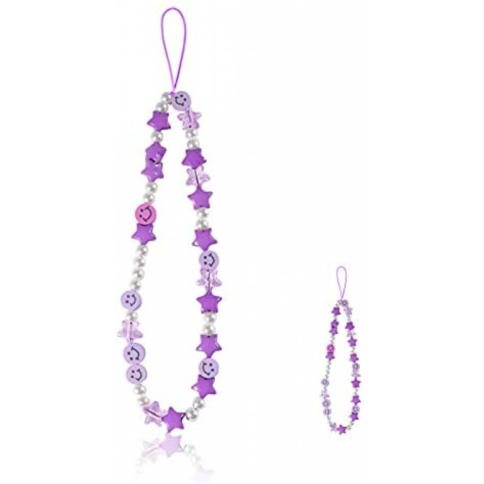 Cordon Cehim Star Smiley Colgante Para Celular -Morado