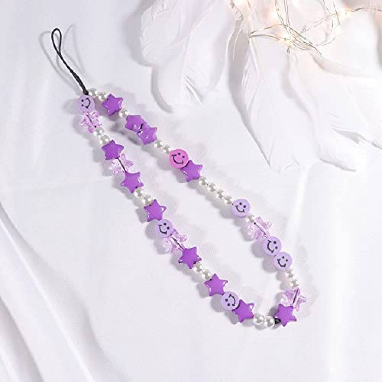 Cordon Cehim Star Smiley Colgante Para Celular -Morado
