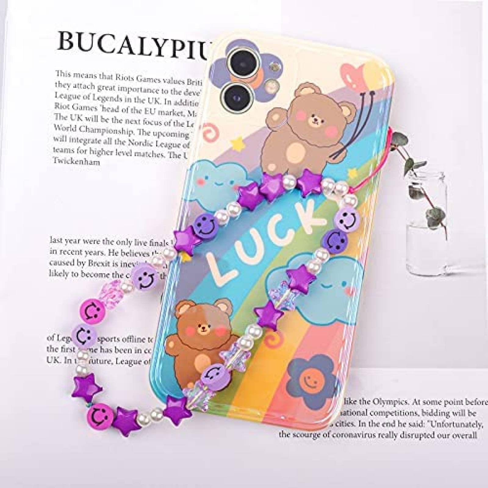 Cordon Cehim Star Smiley Colgante Para Celular -Morado