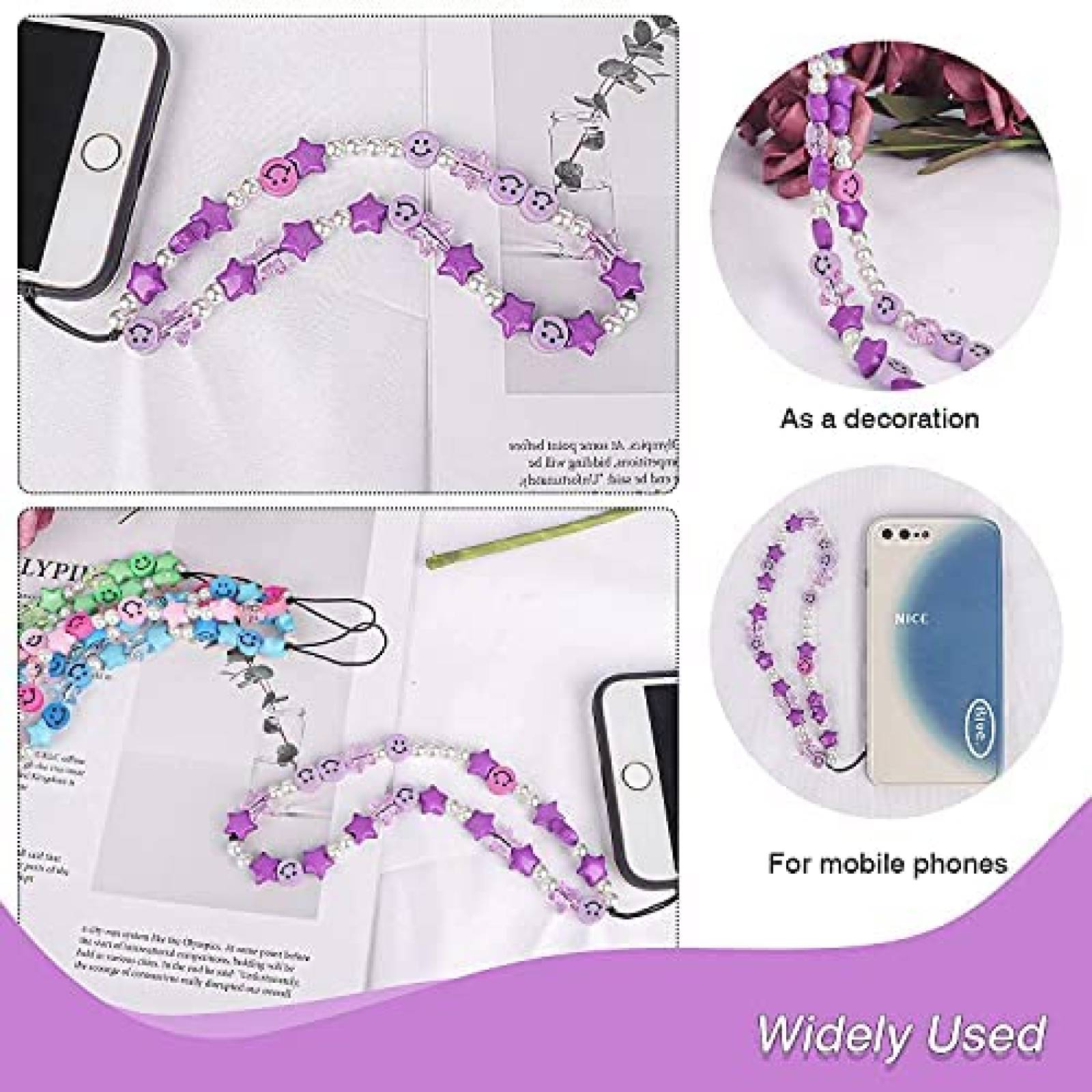 Cordon Cehim Star Smiley Colgante Para Celular -Morado