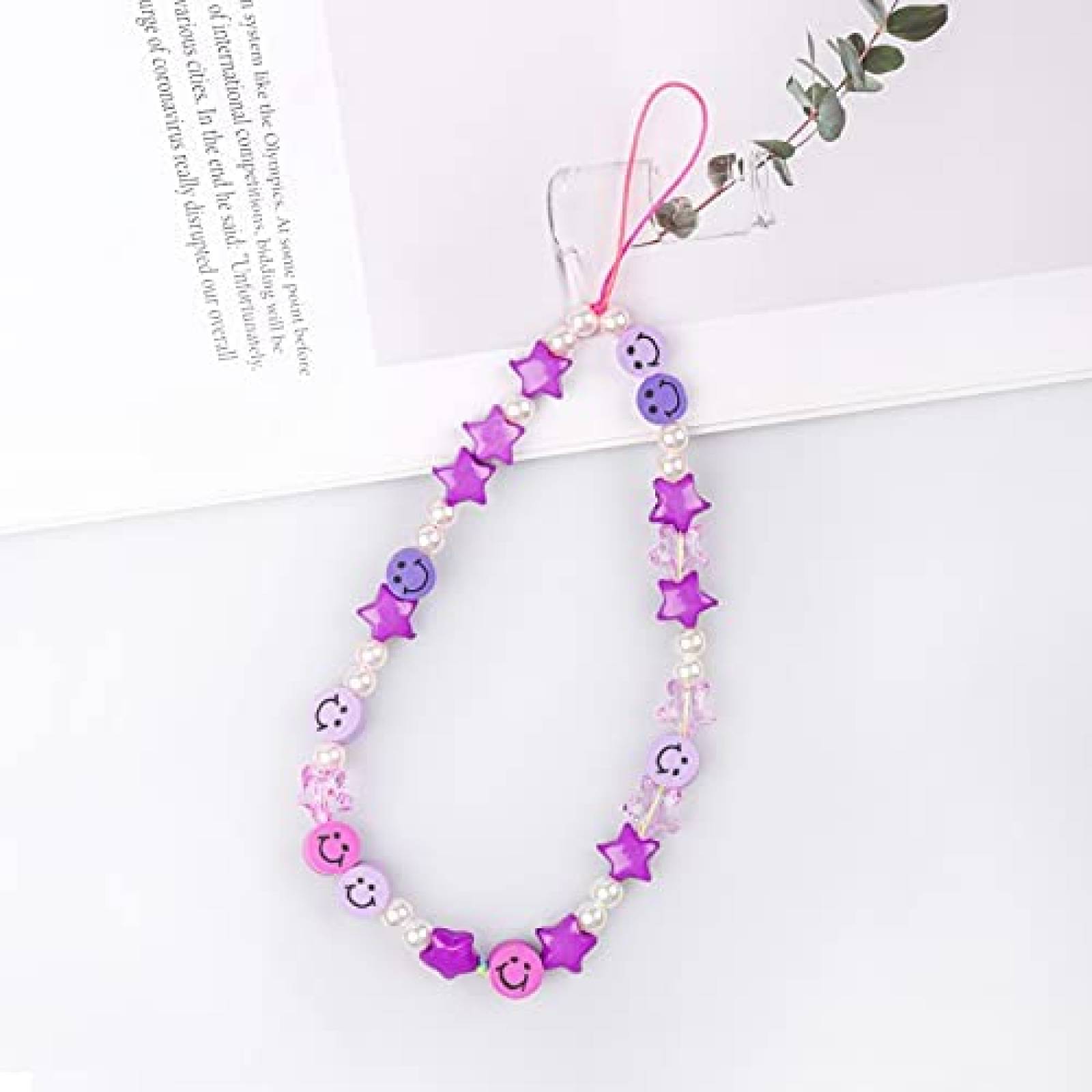 Cordon Cehim Star Smiley Colgante Para Celular -Morado