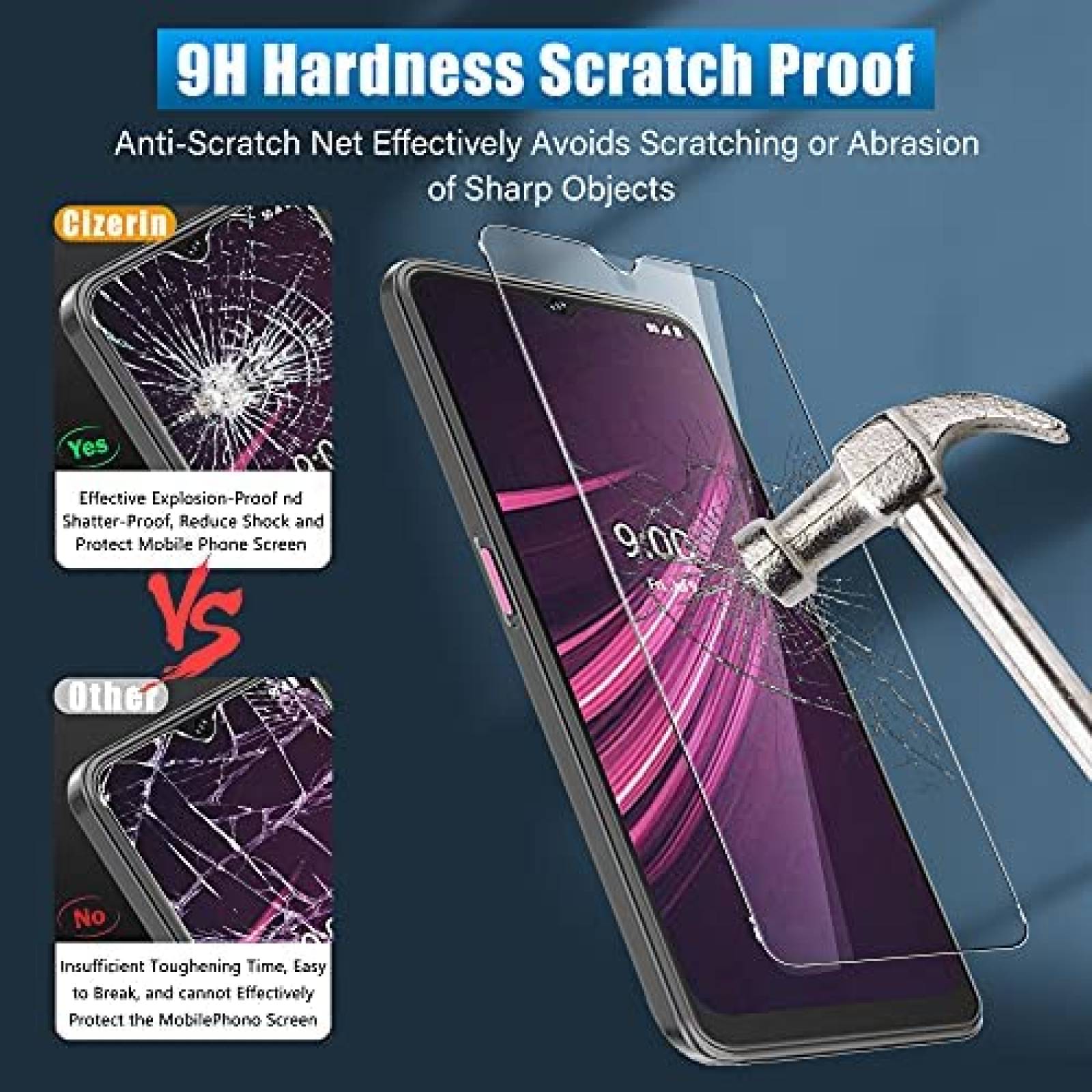 Protector de pantalla y lente Cizerin para T-Mobile REVVL V+