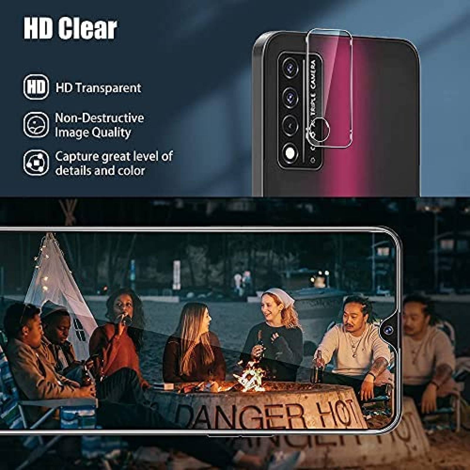 Protector de pantalla y lente Cizerin para T-Mobile REVVL V+