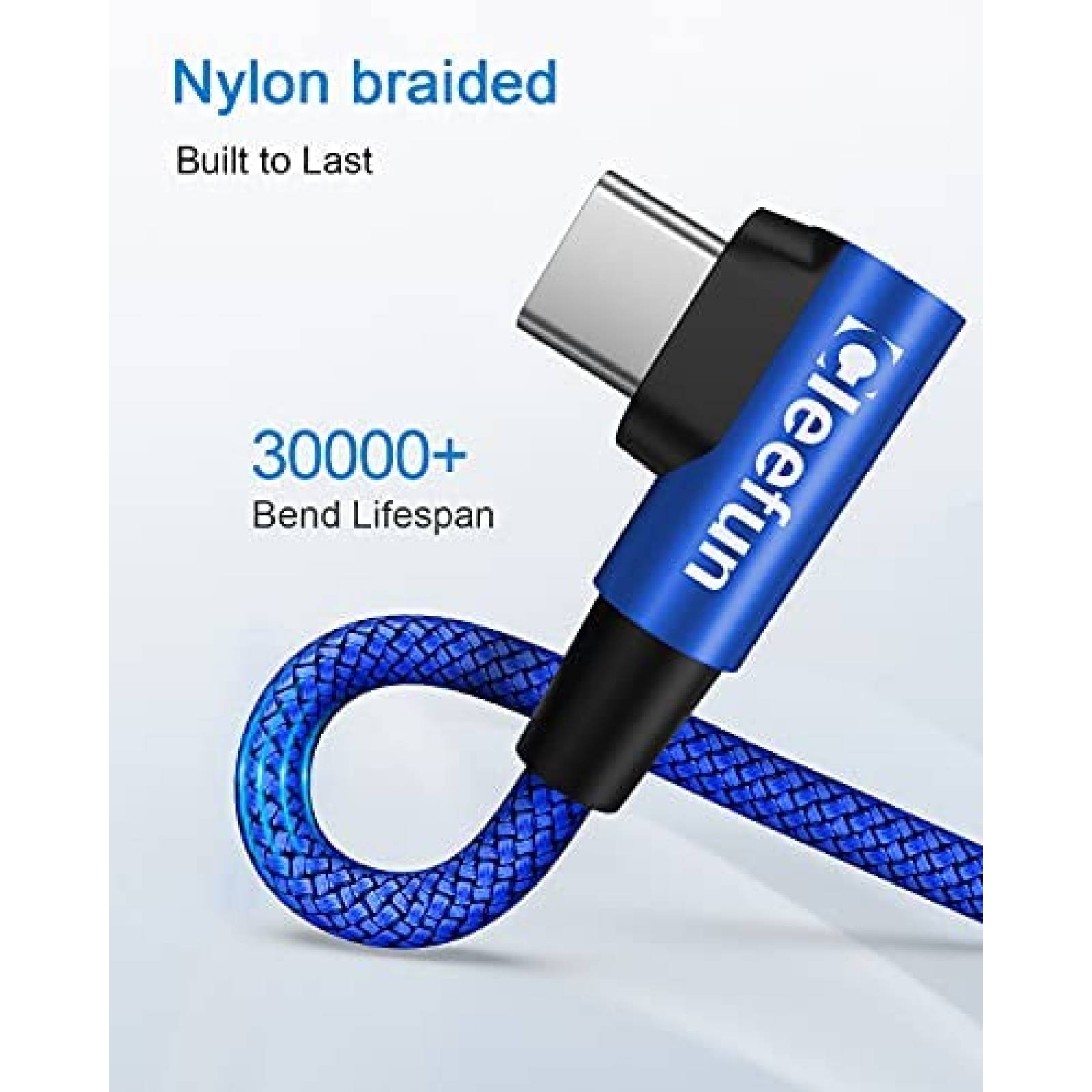 Cable CLEEFUN USB C Angulo recto 90 grados 16ft -Azul