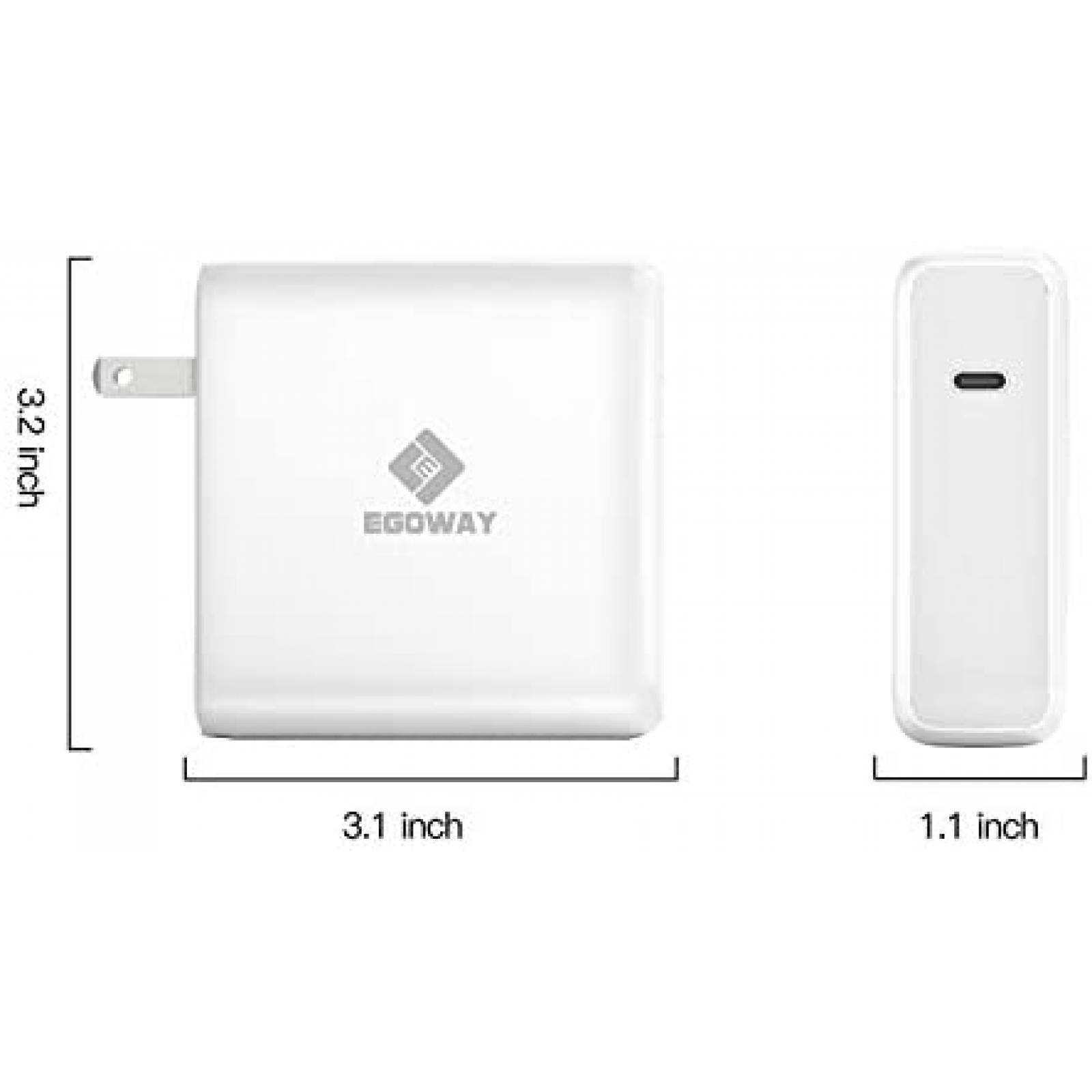 Cargador adaptador de corriente E EGOWAY USB-C de 96W 6.6ft