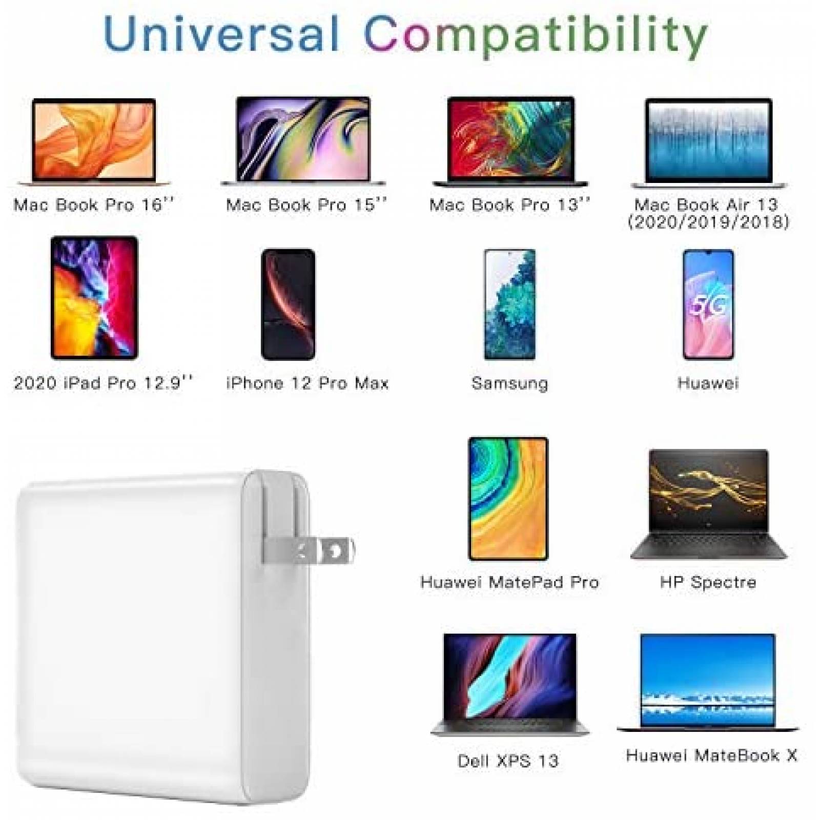 Cargador adaptador de corriente E EGOWAY USB-C de 96W 6.6ft