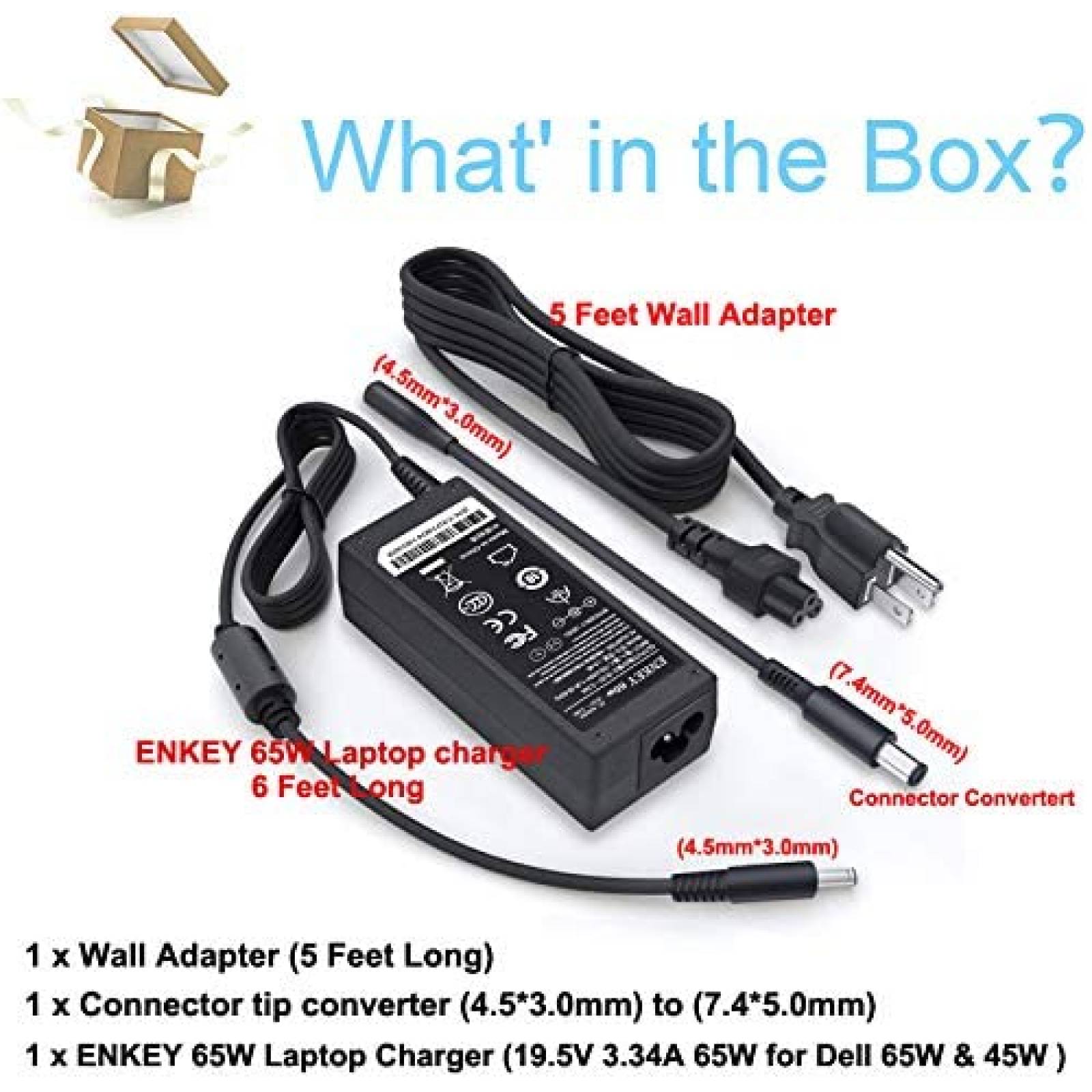 Cargador Universal Enkey para Dell Inspiron de 45W -Negro