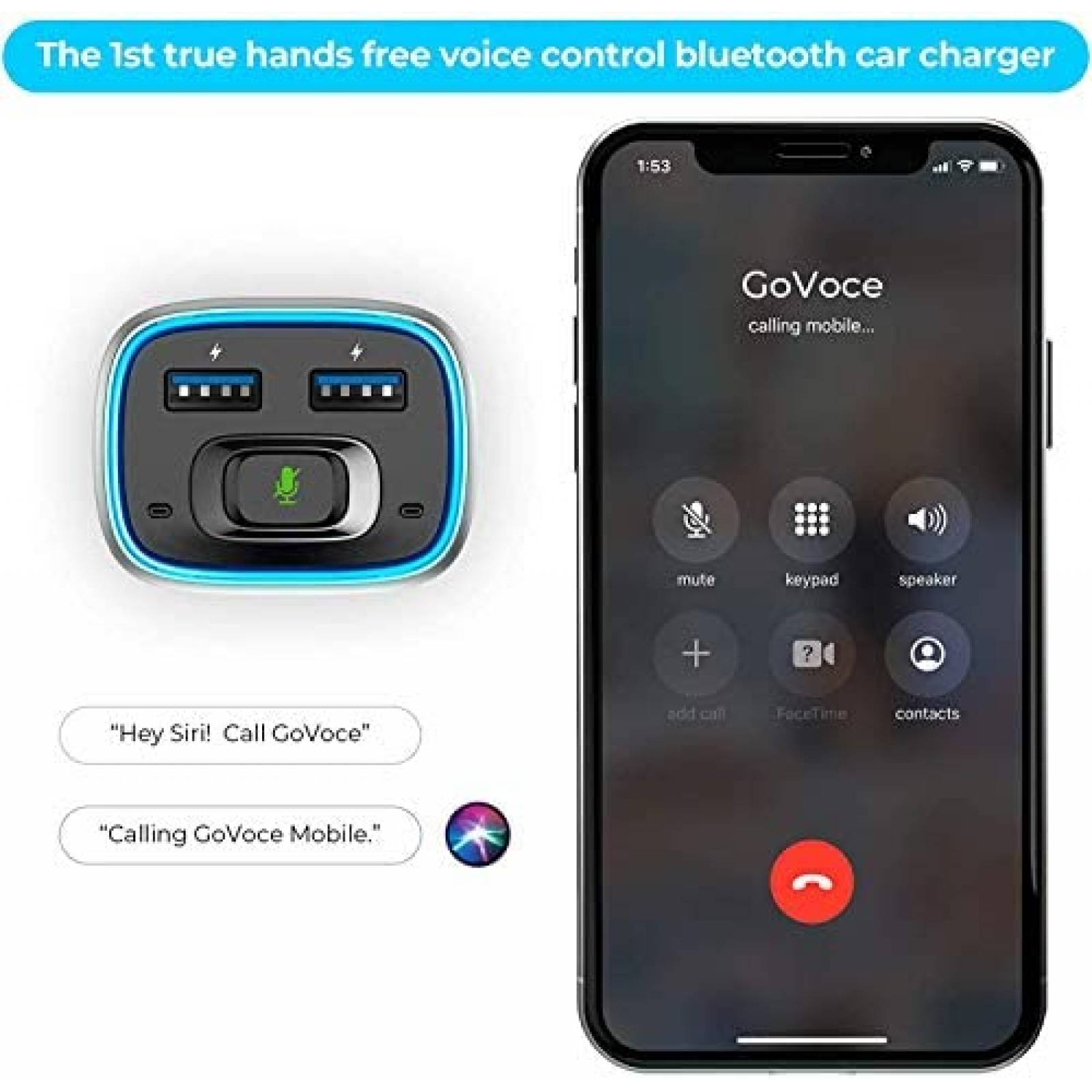 Adaptador Bluetooth para Auto GoVoce VC100 con Puertos USB