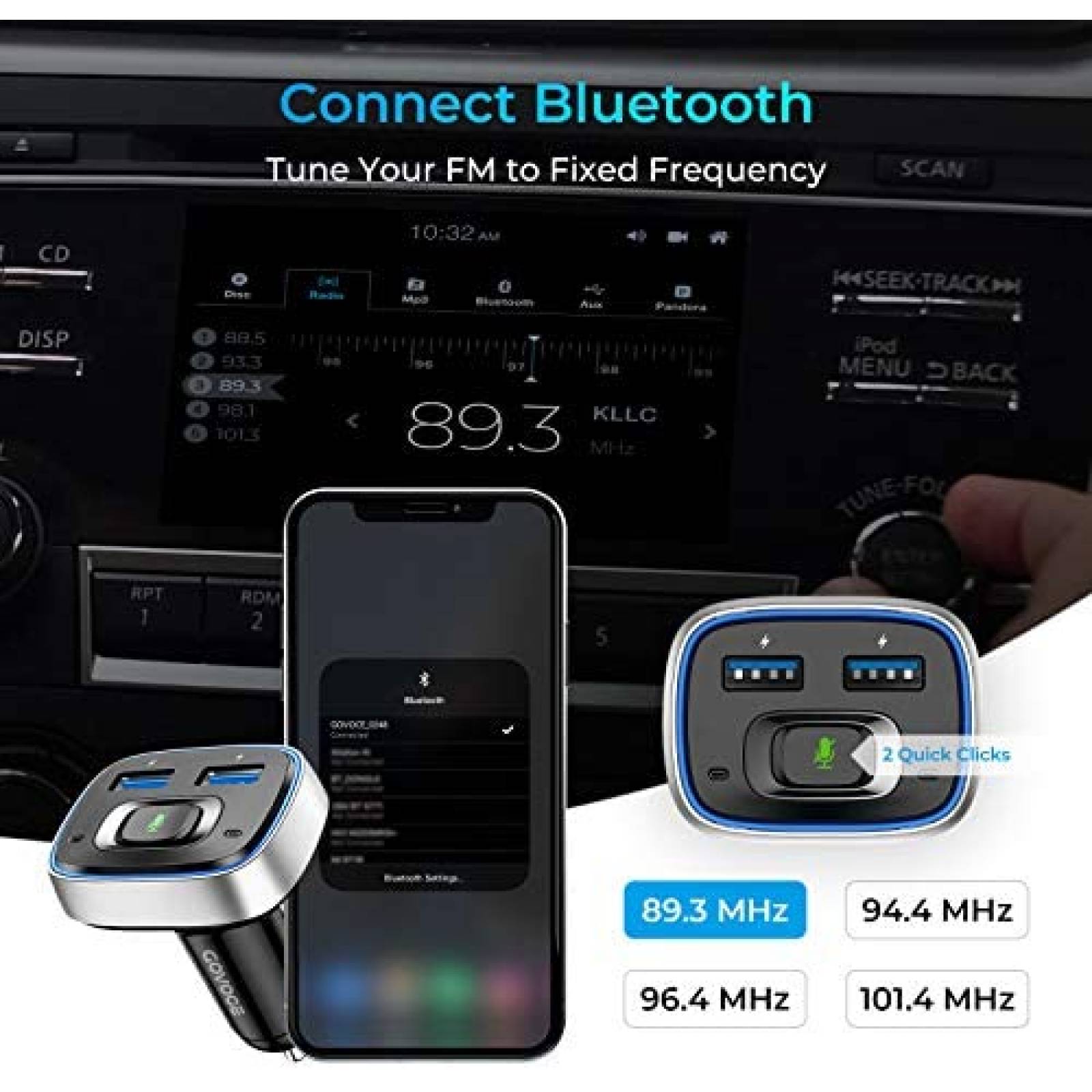 Adaptador Bluetooth para Auto GoVoce VC100 con Puertos USB