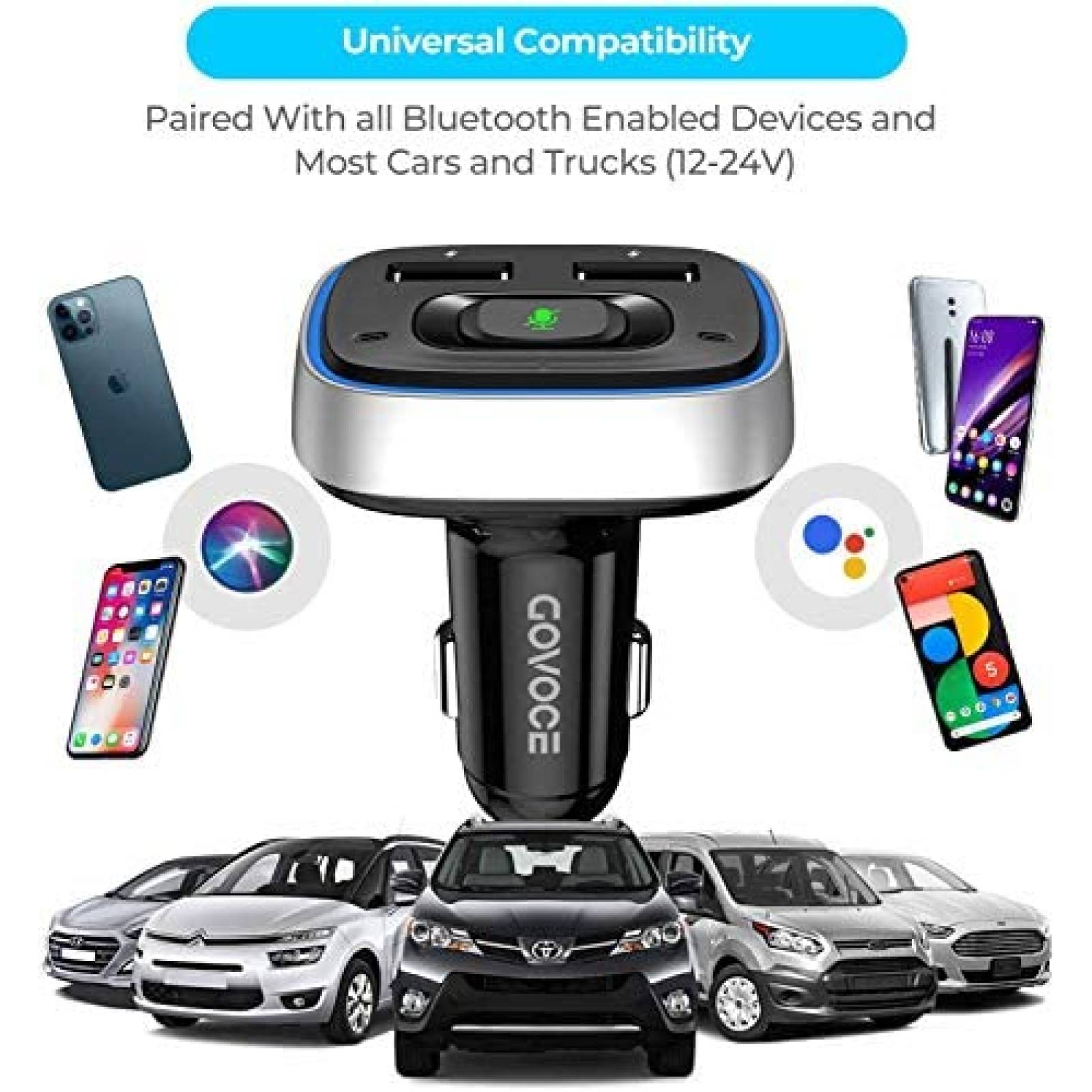 Adaptador Bluetooth para Auto GoVoce VC100 con Puertos USB
