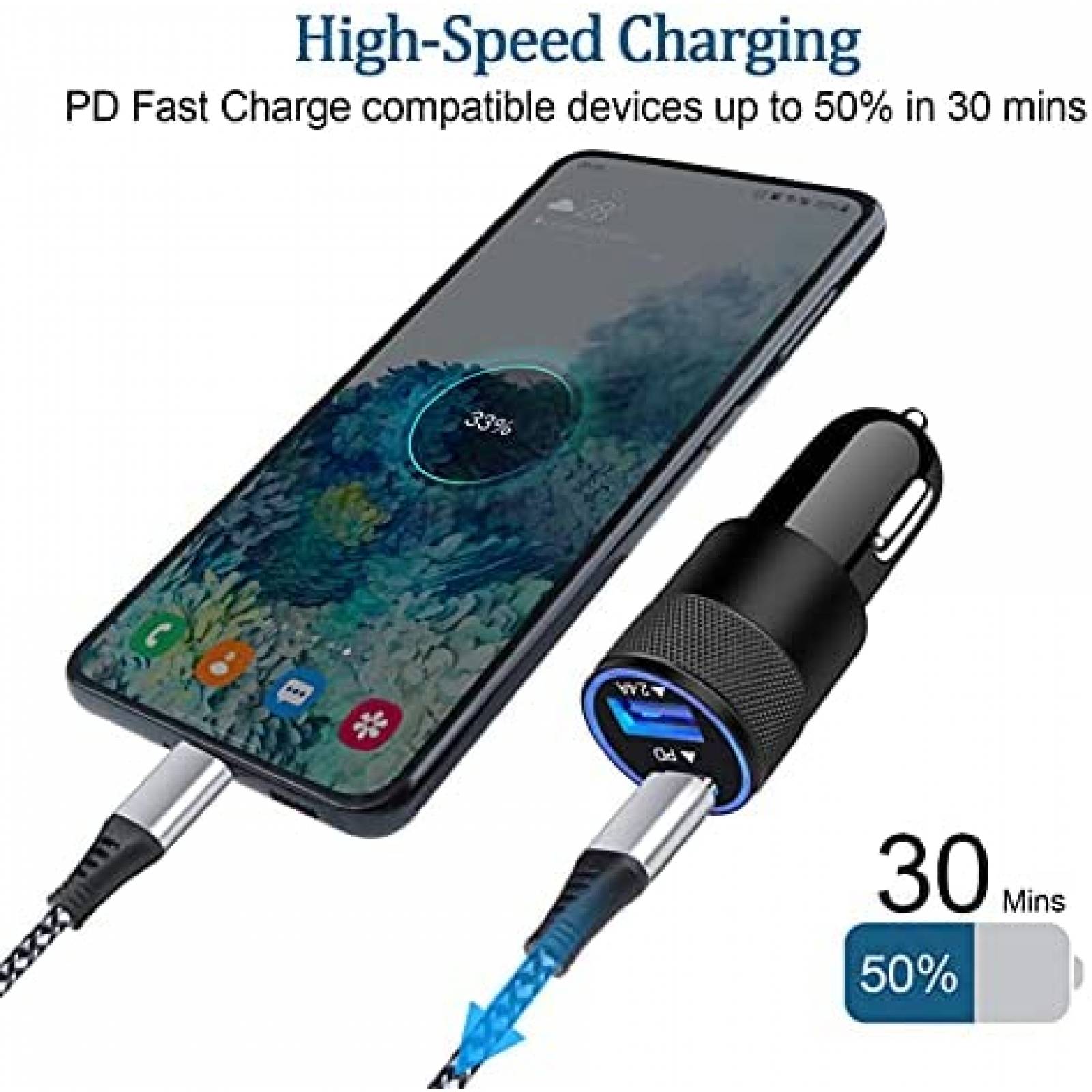 Cargador Carro HOOTEK YD-PD/PT-WC-20-PD 30W USB C -Negro