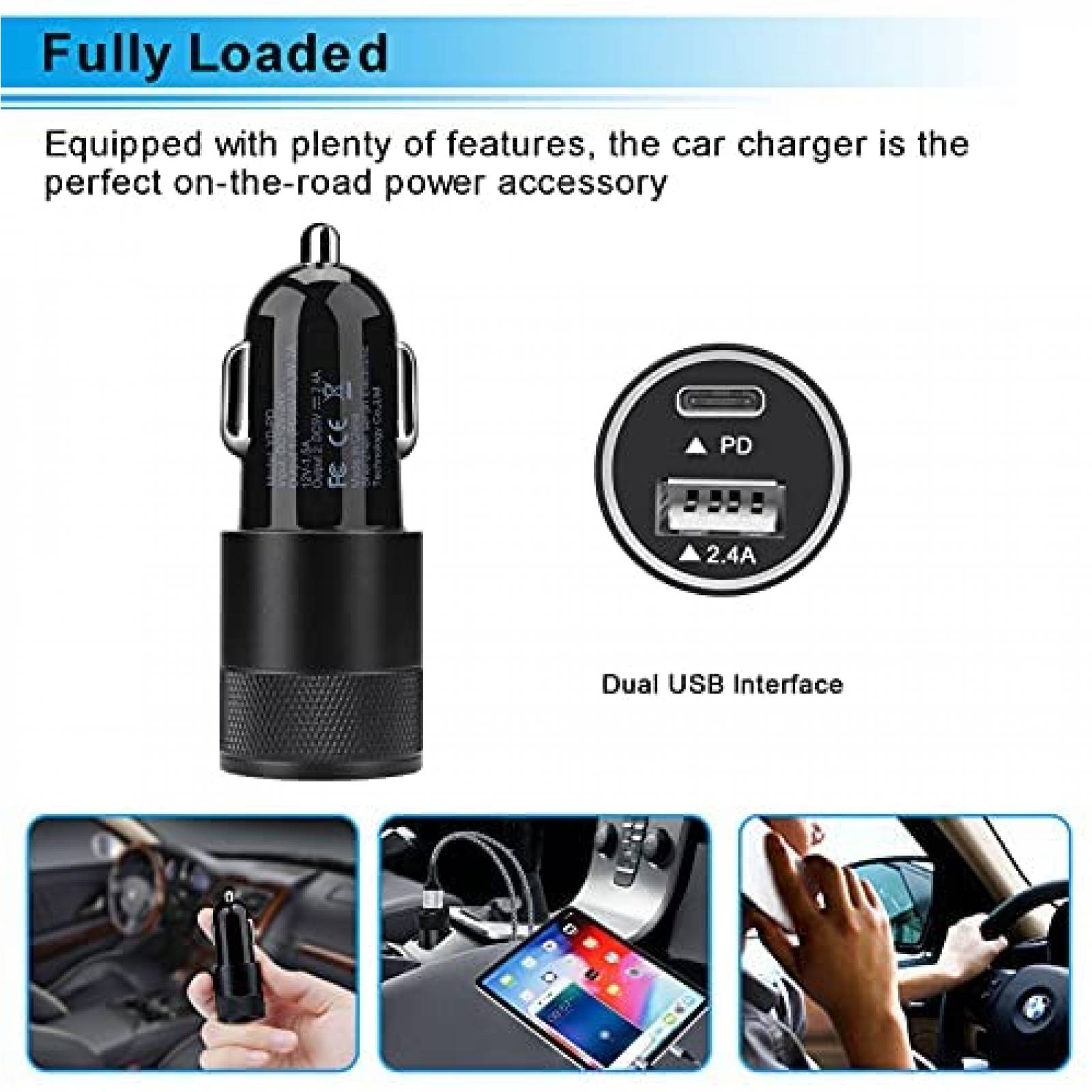 Cargador Carro HOOTEK YD-PD/PT-WC-20-PD 30W USB C -Negro