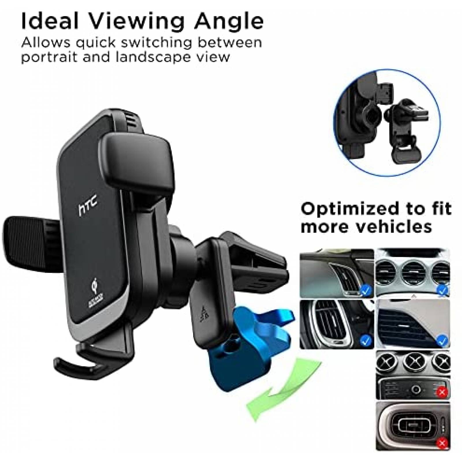 Cargador Magnetico para Auto HTC para iPhone/Galaxy -Negro