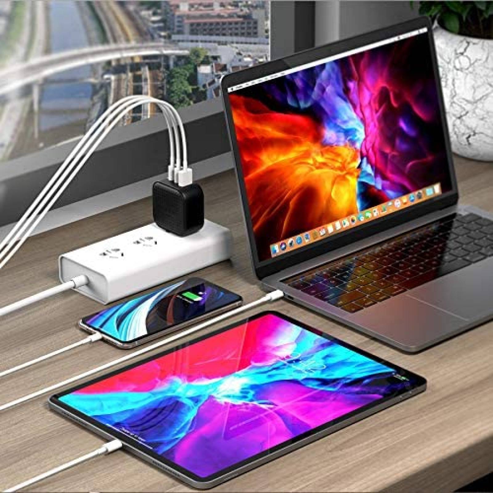 Adaptador Hyper Juice De Corriente USB C 3 Puertos 65W-Negro